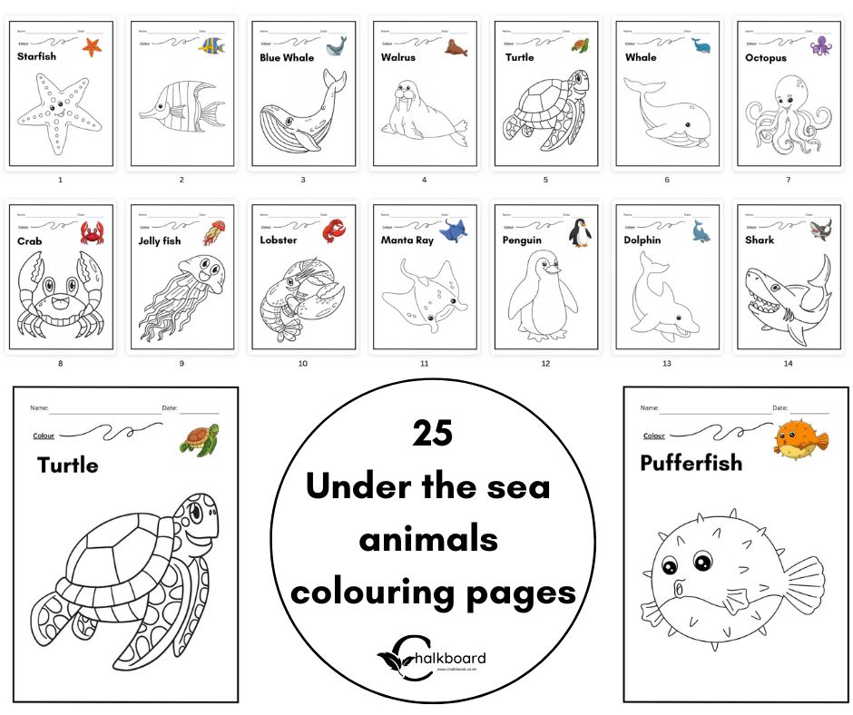 25 UNDER THE SEA ANIMALS COLOURING PAGES FOR KIDS-pdf