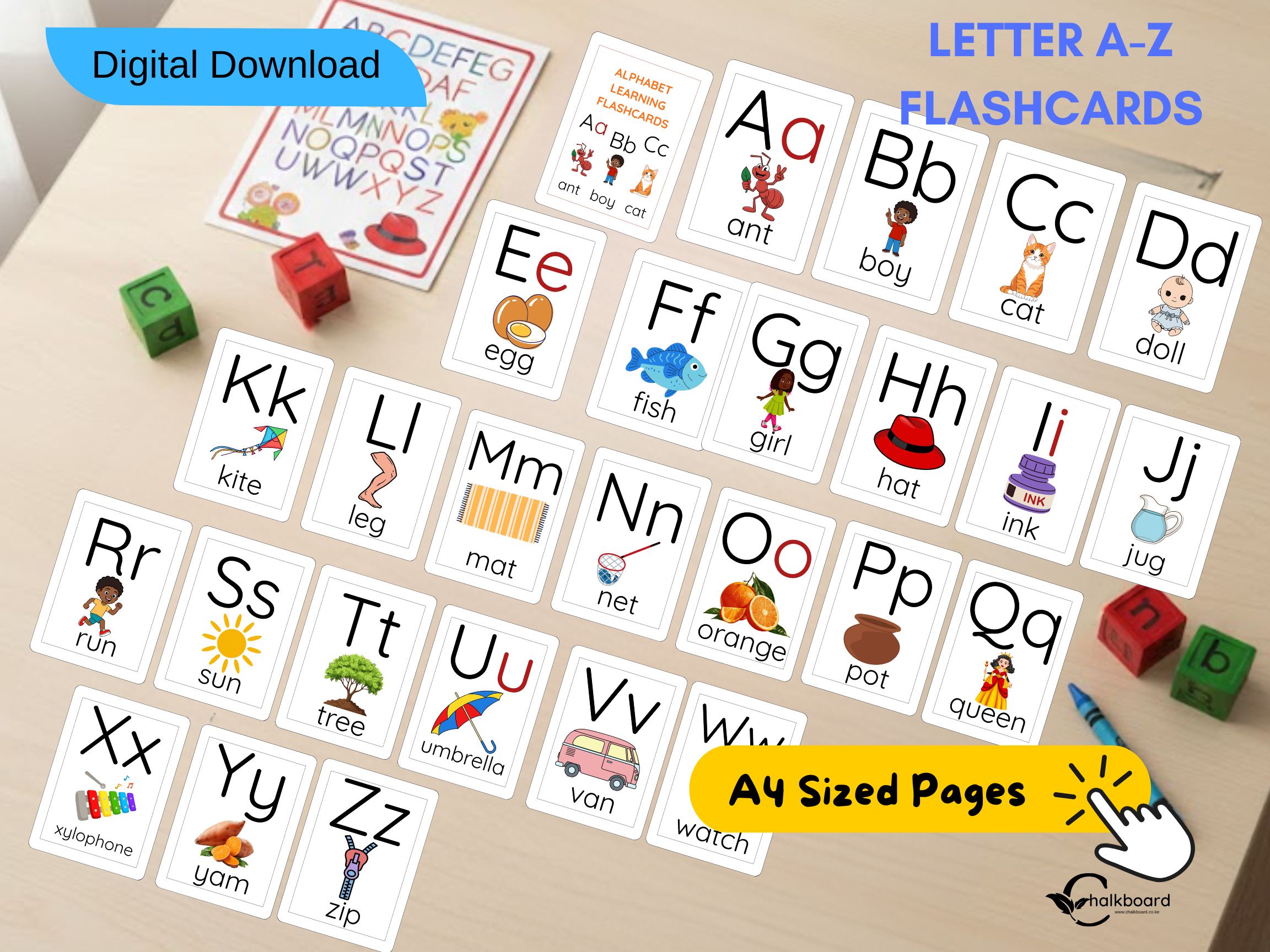 A-Z Alphabet letter and sounds  flashcards pdf printable