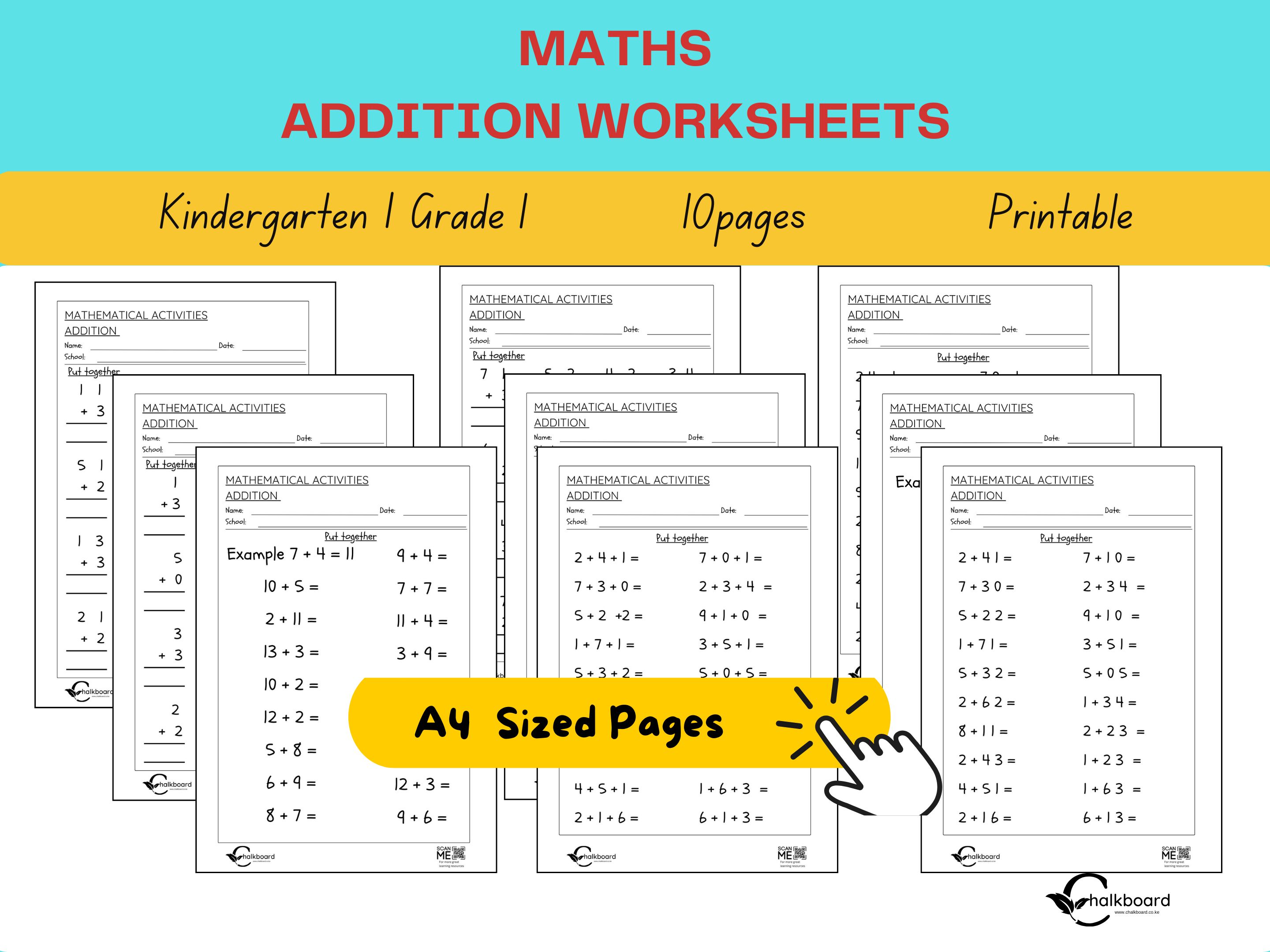 addition worksheets for kindergarten | grade 1