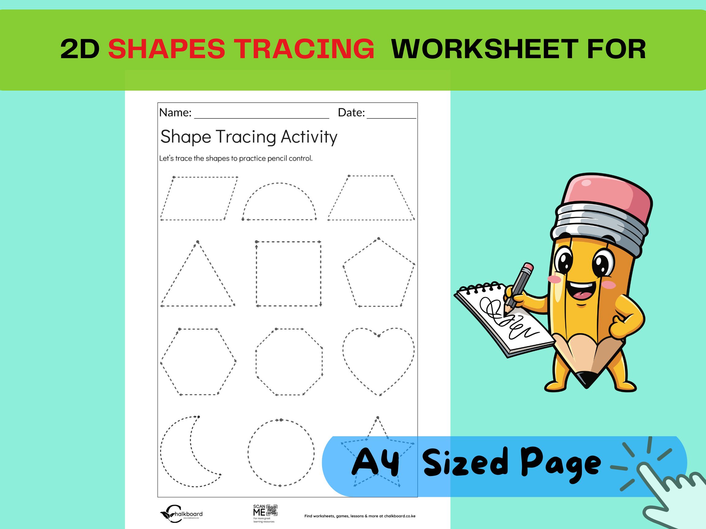 All-Shapes  in Maths - Tracing  worksheet | PDF Printable 