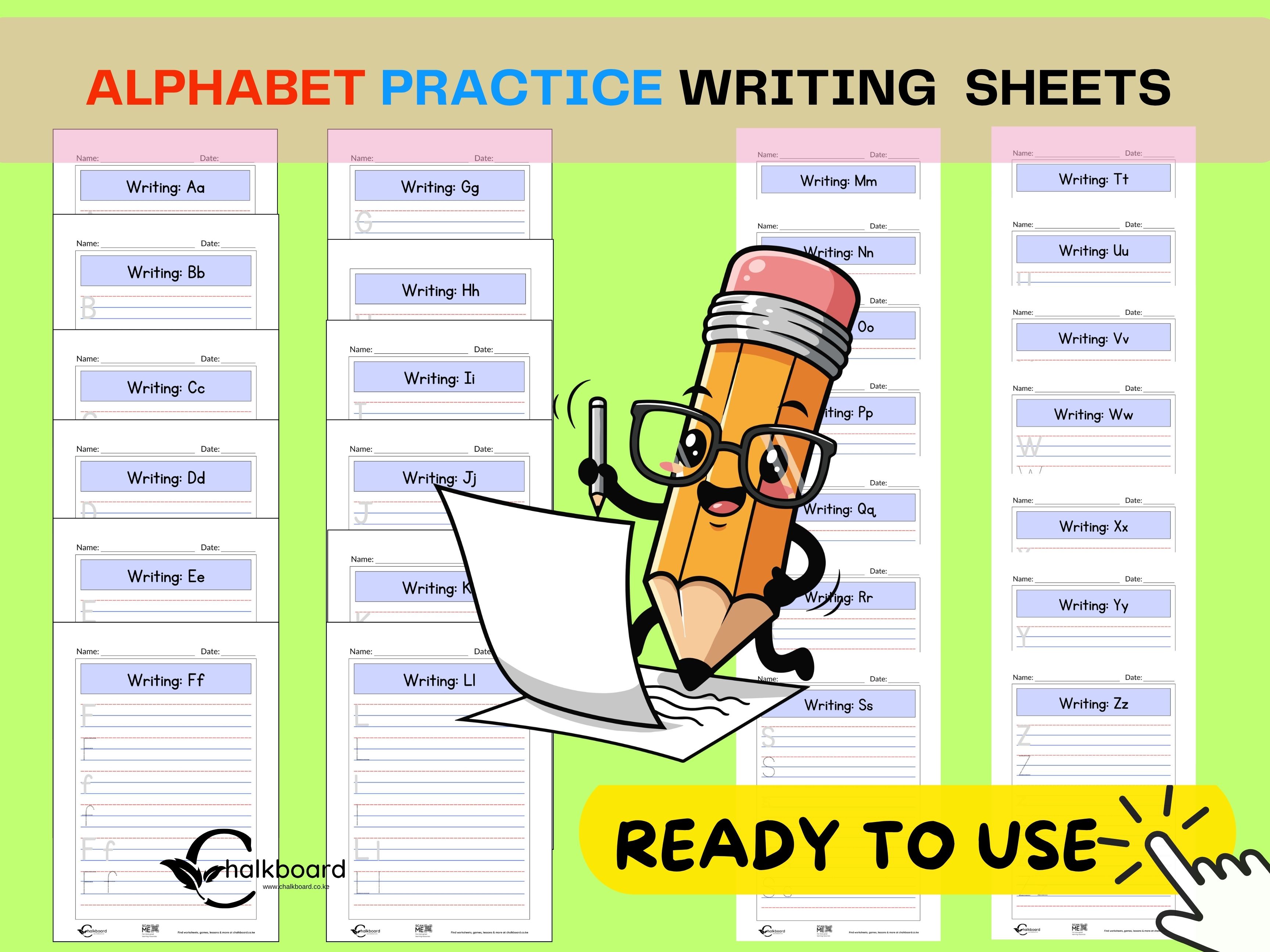 Alphabet writing worksheets -pdf printable