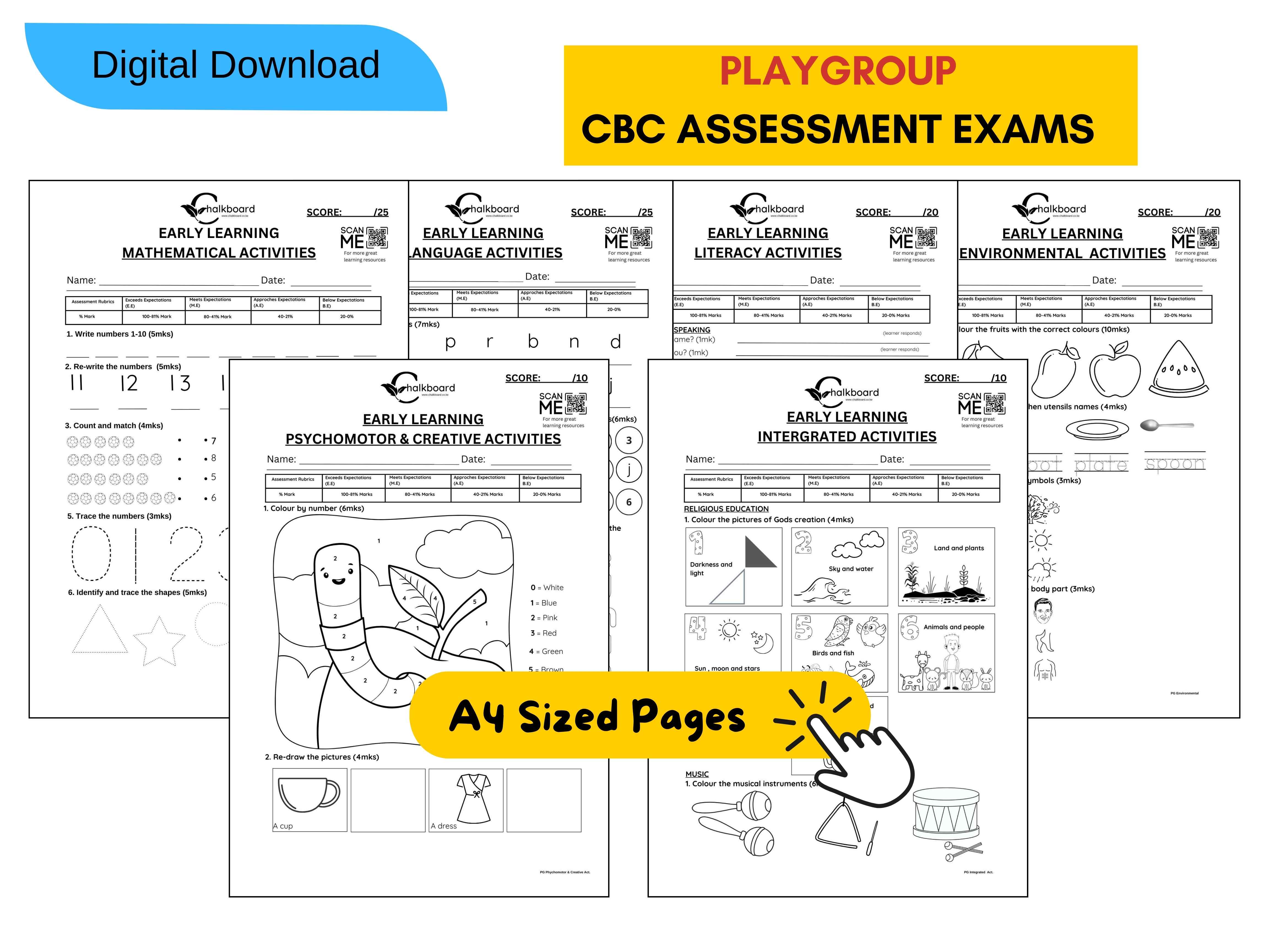 CBC Assessment Exams - PLAYGROUP and PP1 | pdf