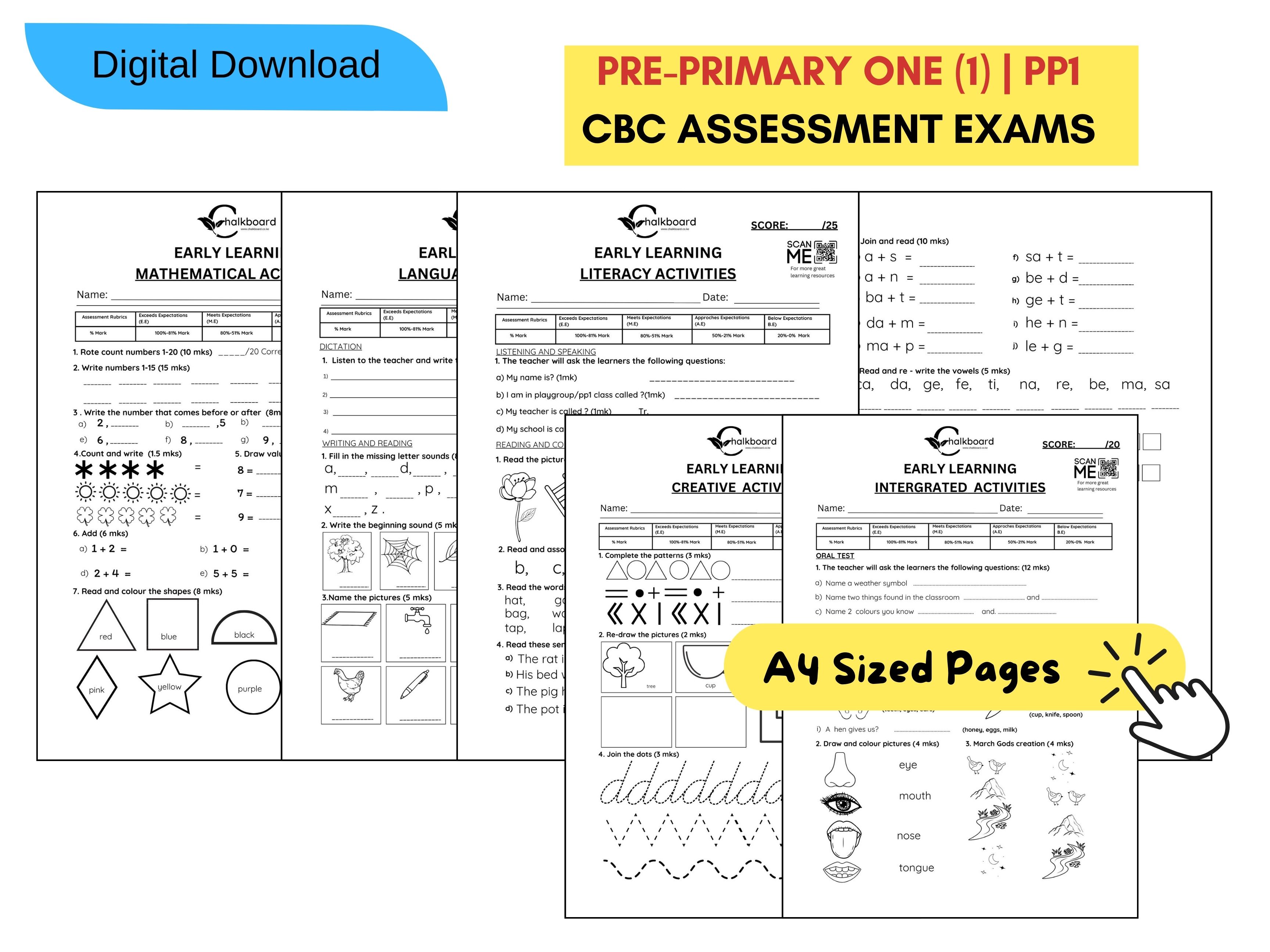 CBC PRE-PRIMARY 1- PP1 EXAMS FOR TERM 1 | PDF