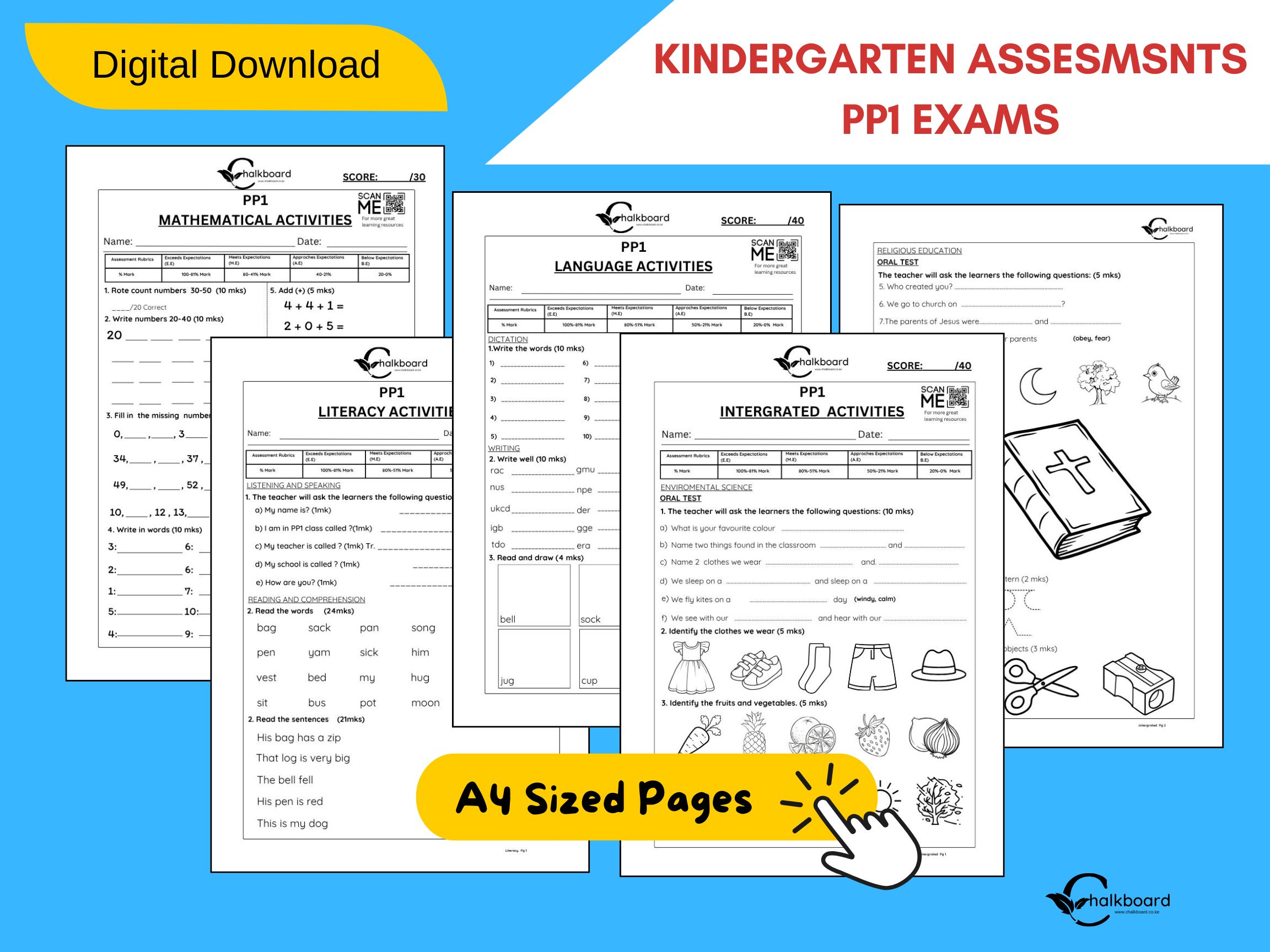 CBC PRE-PRIMARY 1-PP1 EXAMS PDF