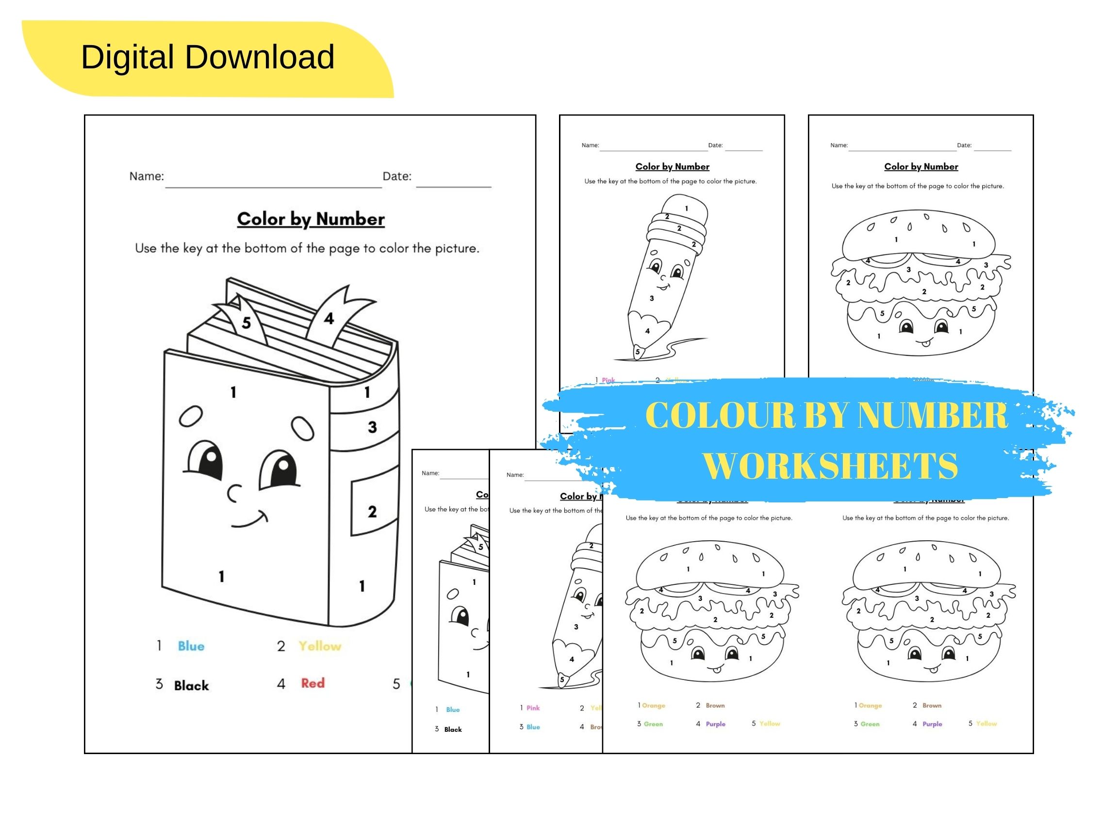 COLOUR BY NUMBER FOR KIDS: ACTIVITY WORKSHEETS