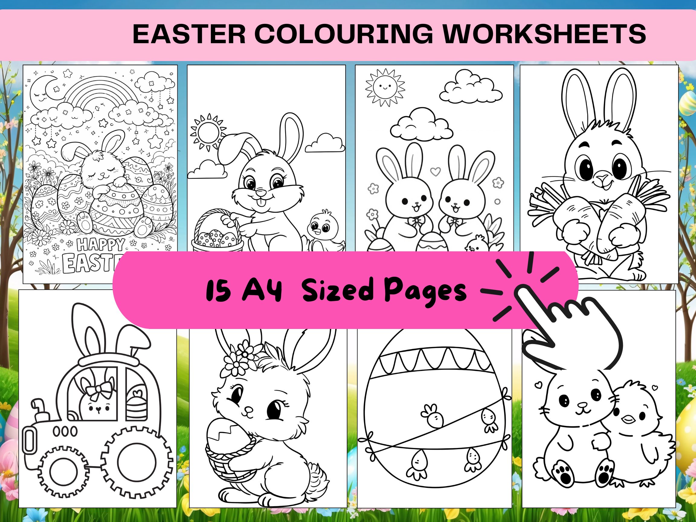 Cute Easter colouring pages