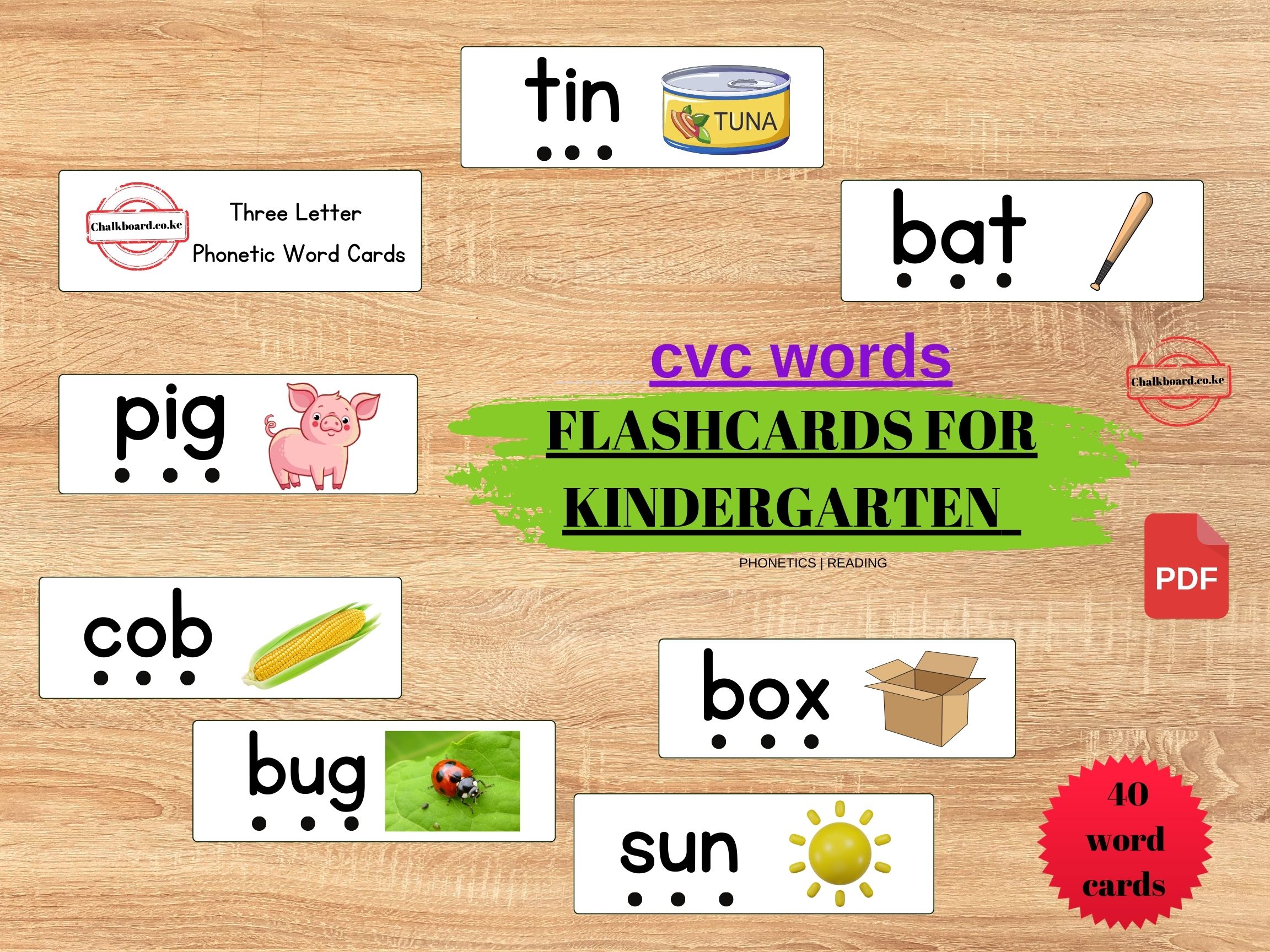 CVC FLASHCARDS FOR KINDERGARTEN