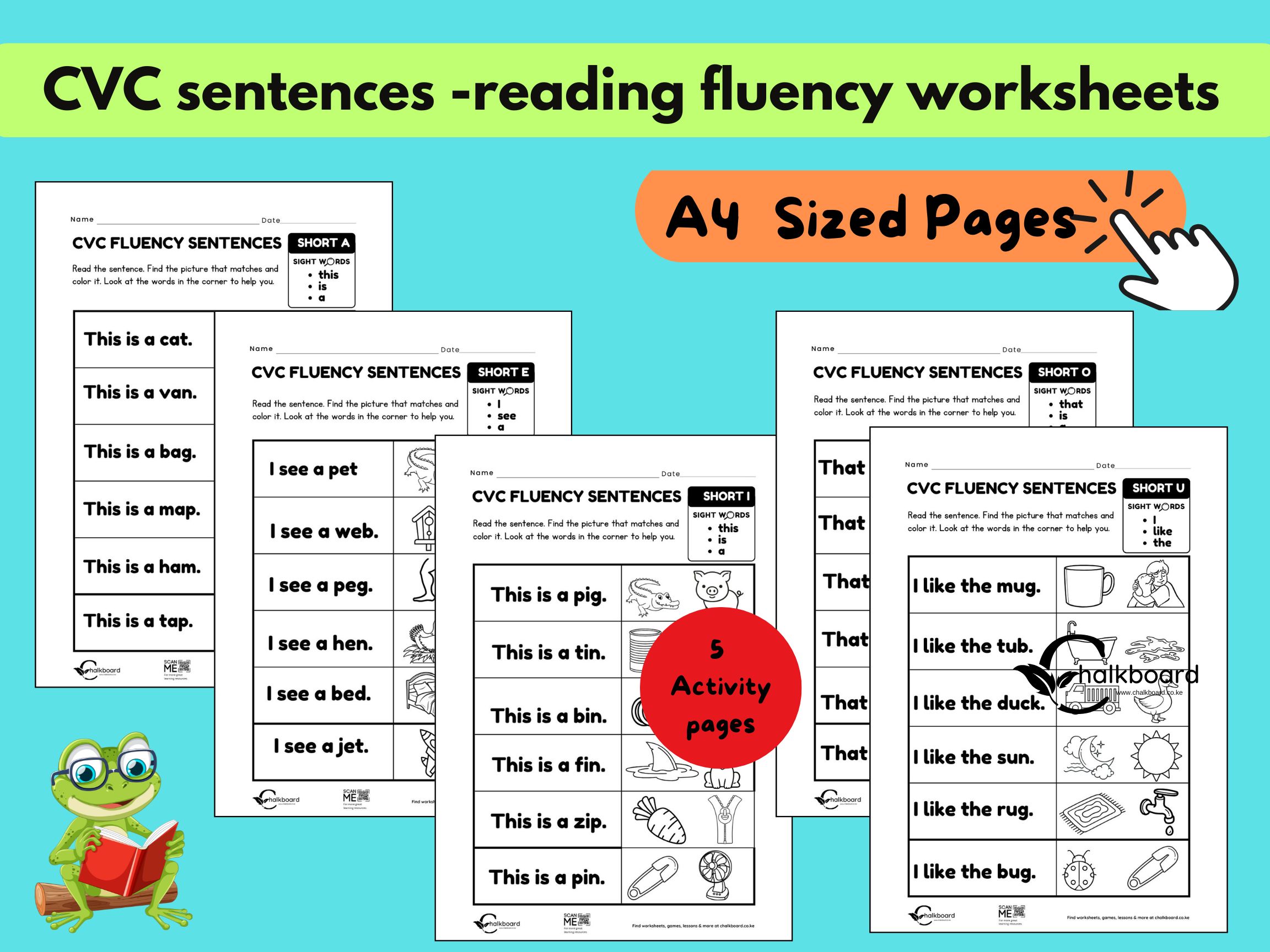 CVC Fluency Sentences worksheets | pdf