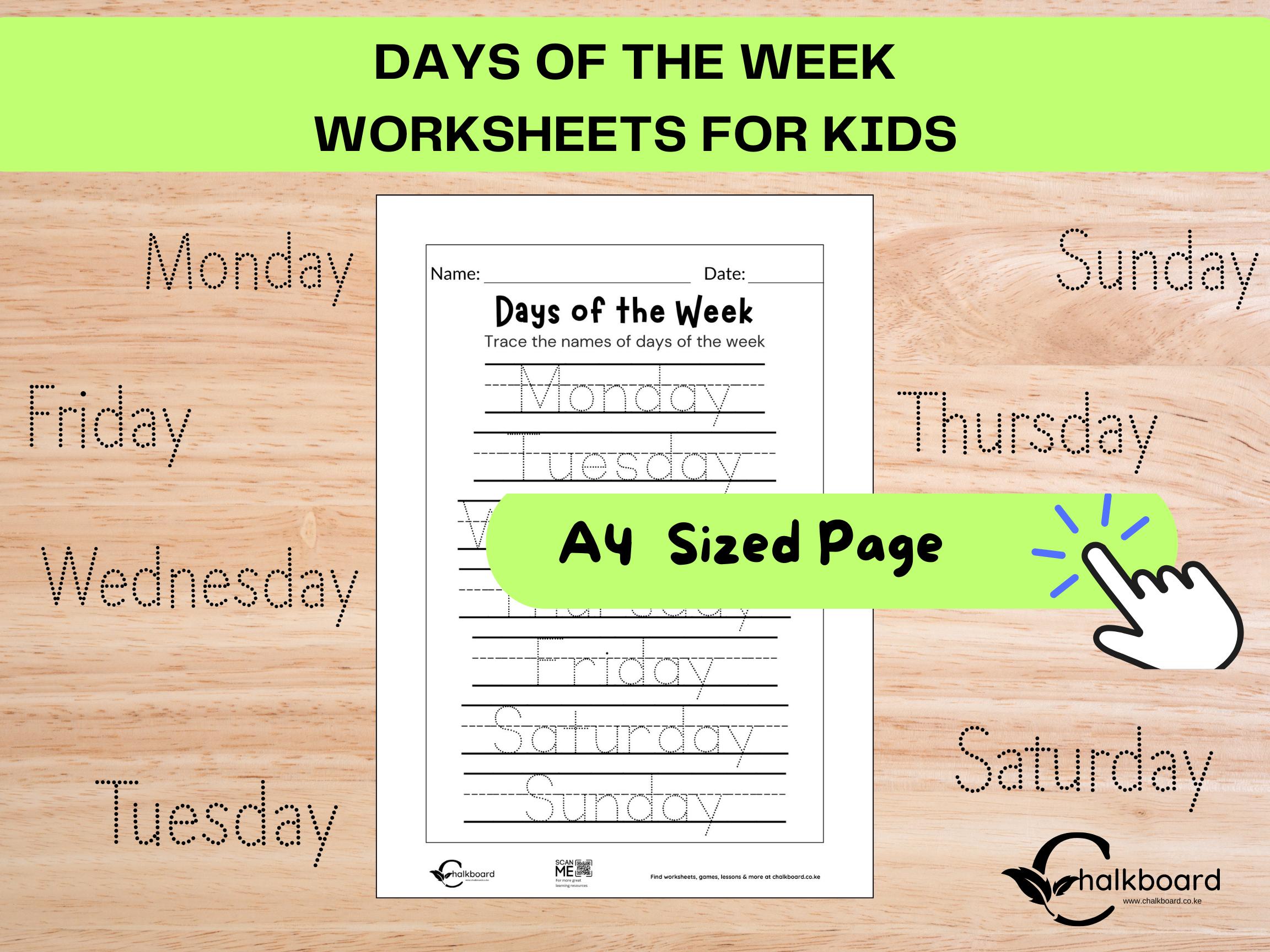 Days of the Week Tracing Worksheet.