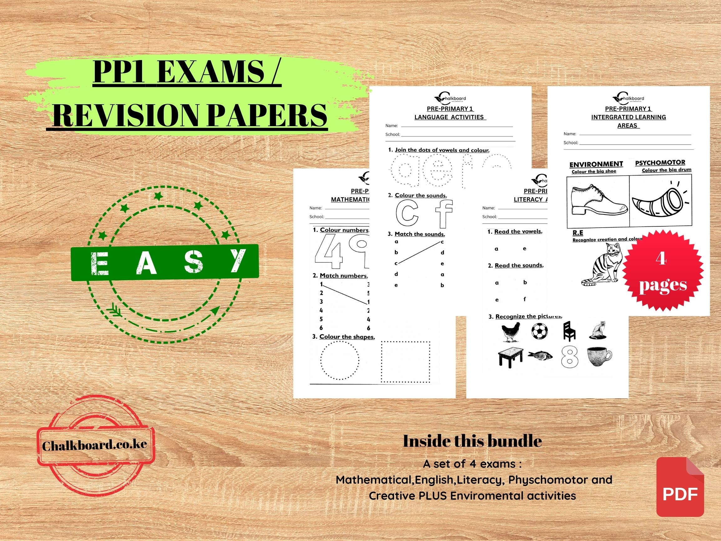 EASY PRE-PRIMARY ONE – PP1 EXAMS | PDF PRINTABLE ASSESSMENTS