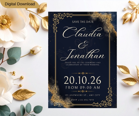 Elegant Modern Wedding Invitation cards design - Editable 
