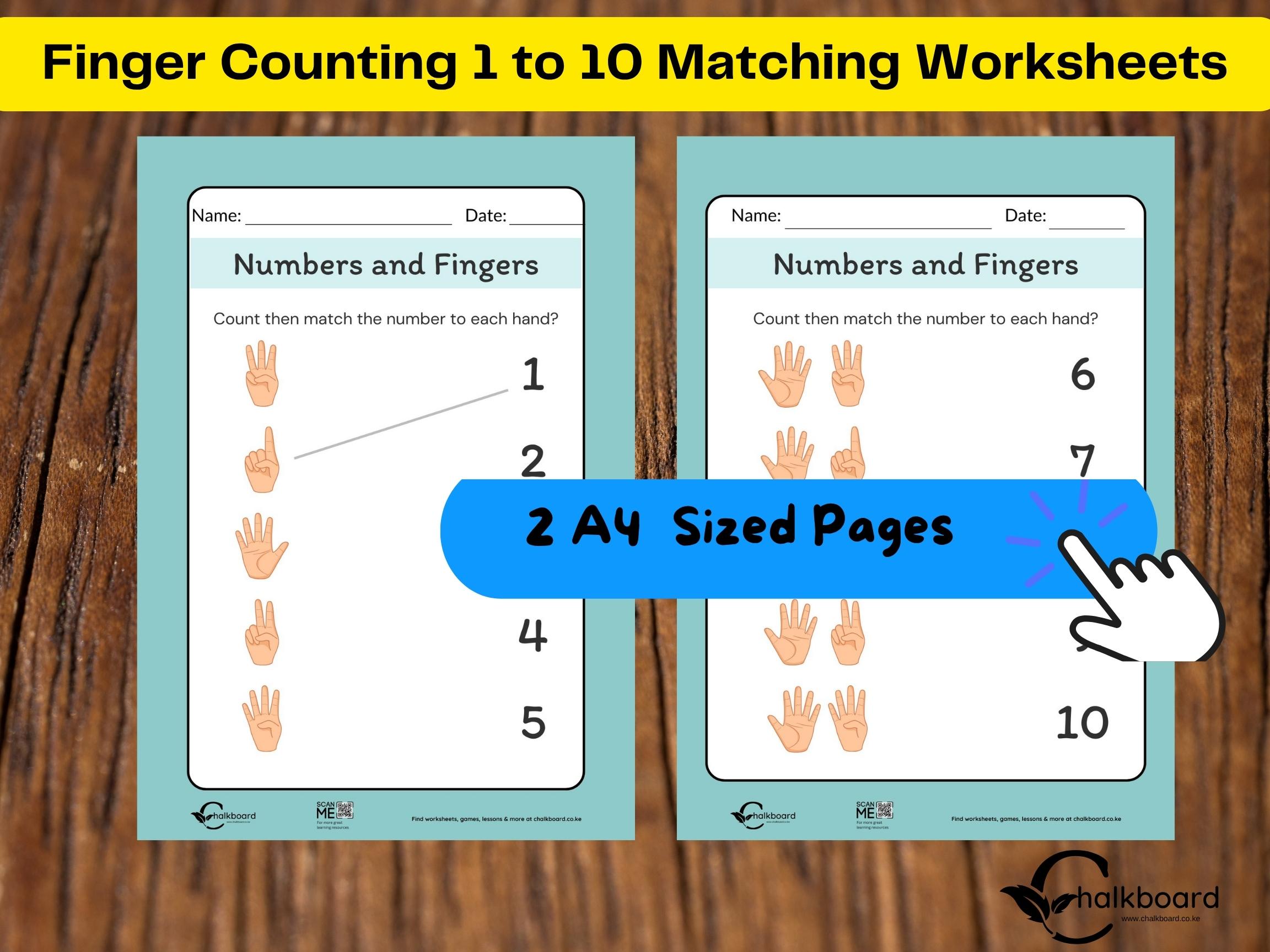 Finger Counting & Matching worksheet for kids