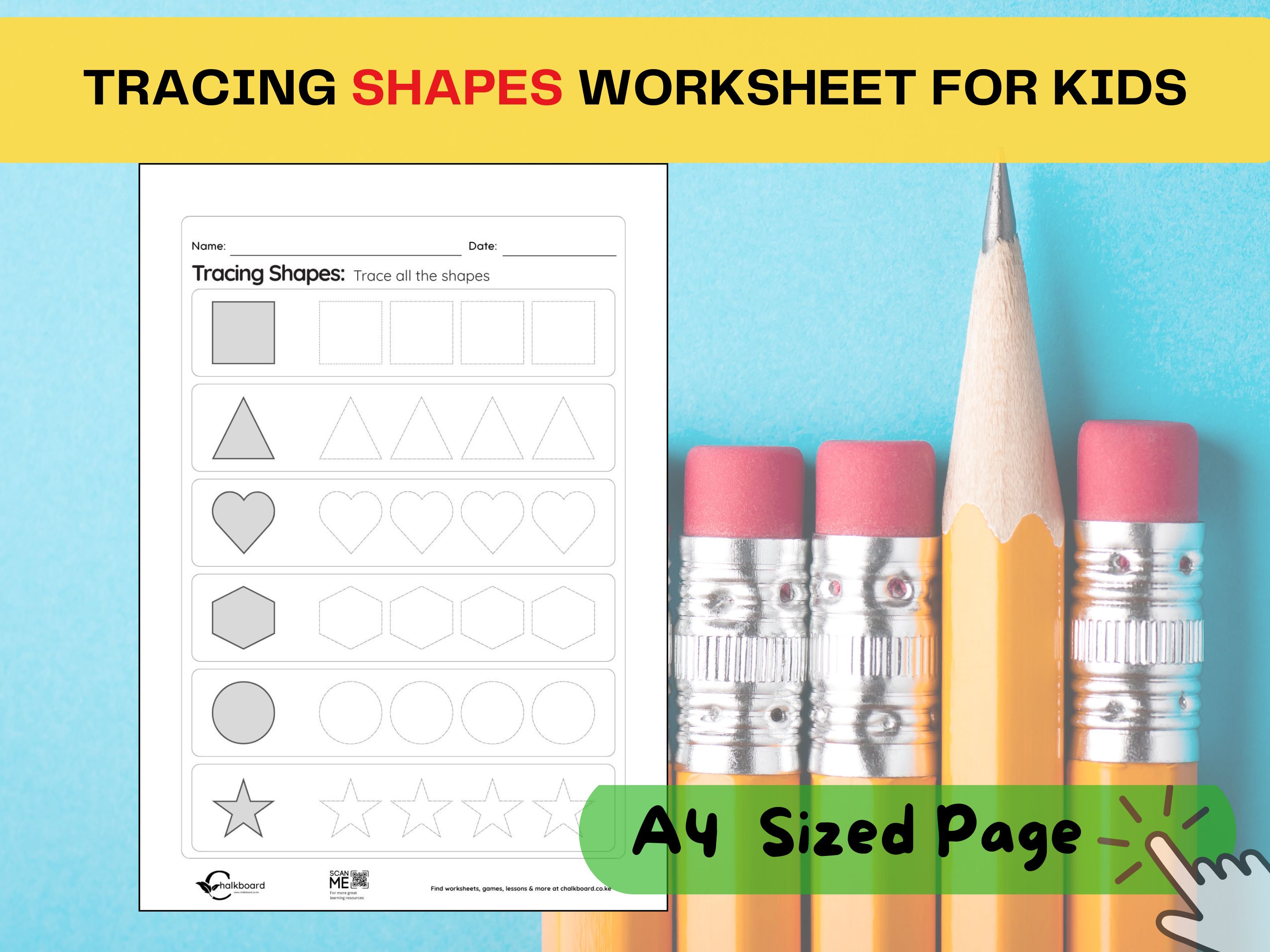 Free Basic Shapes Tracing Worksheet for kids pdf