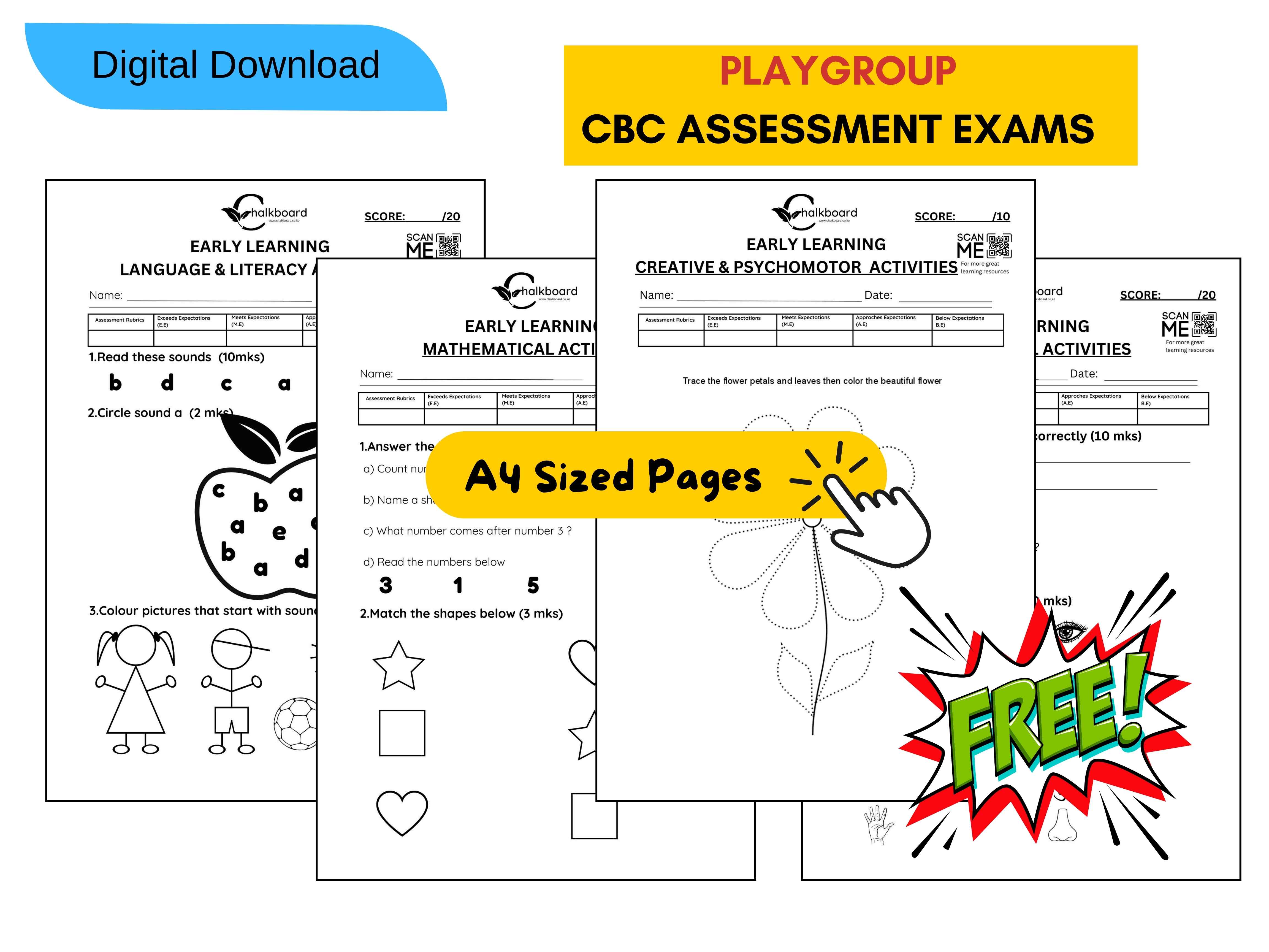 FREE CBC PLAYGROUP  EXAMS | PDF PRINTABLE