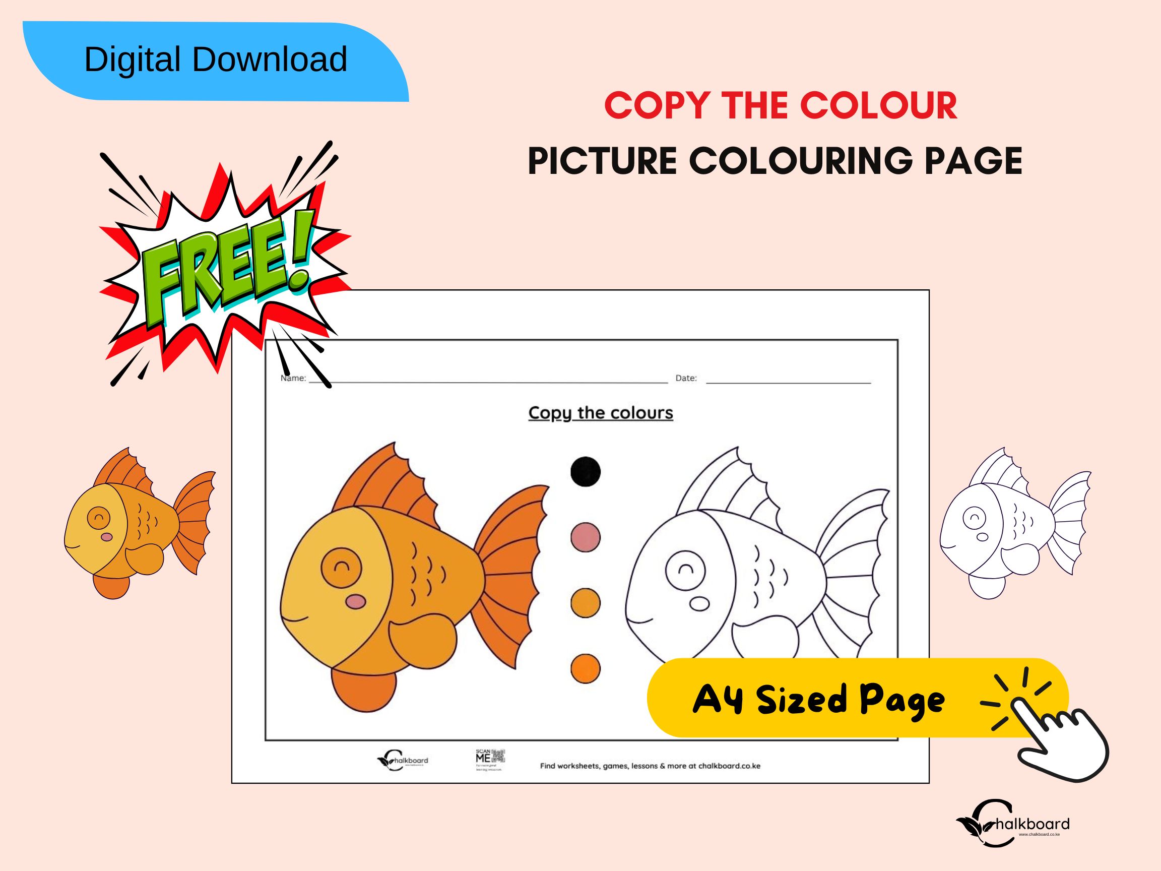 Free Copy the Colour Worksheet for Kids!
