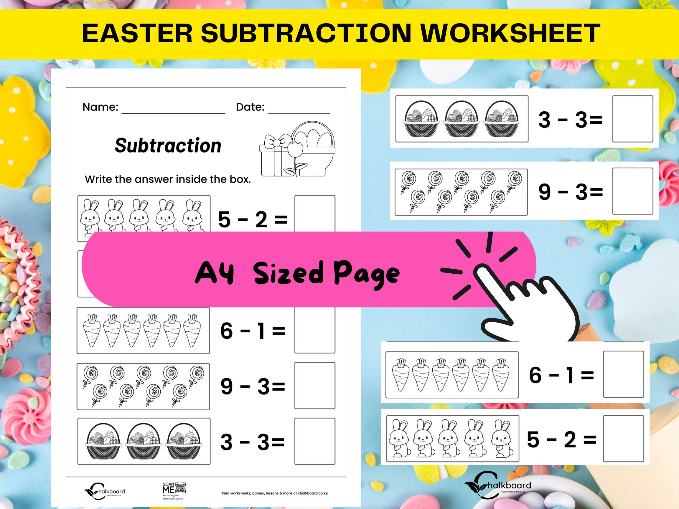 FREE Easter Subtraction Worksheet