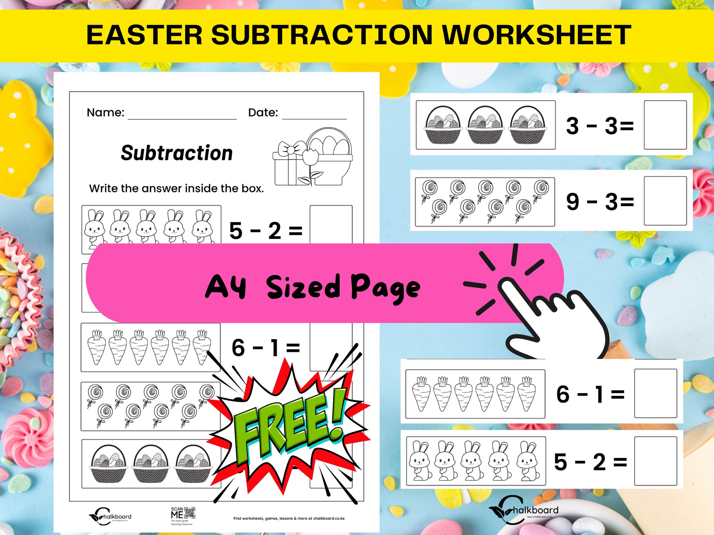FREE Easter Subtraction Worksheet