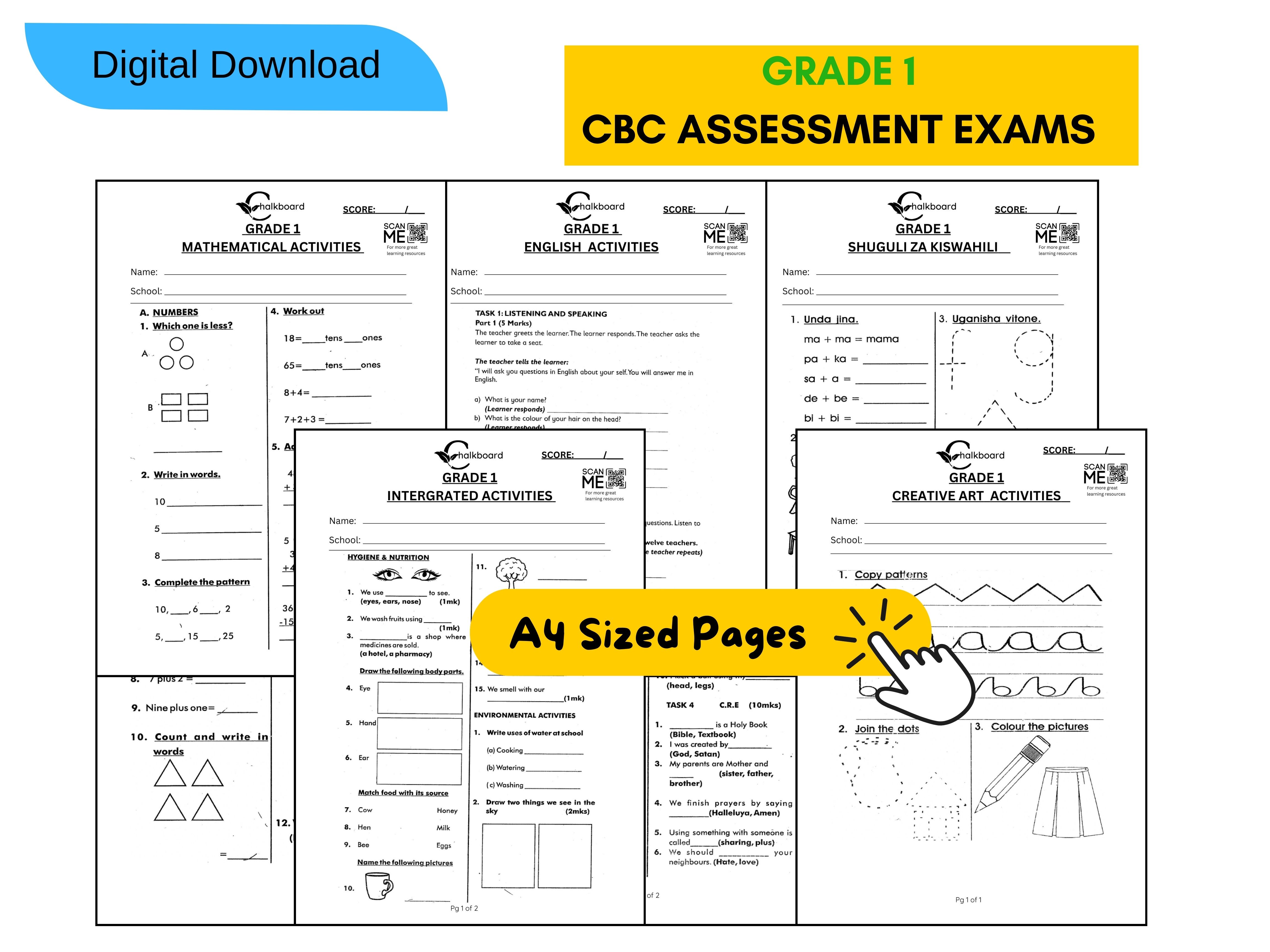 FREE EASY GRADE 1 EXAMS | PDF PRINTABLE ASSESSMENTS