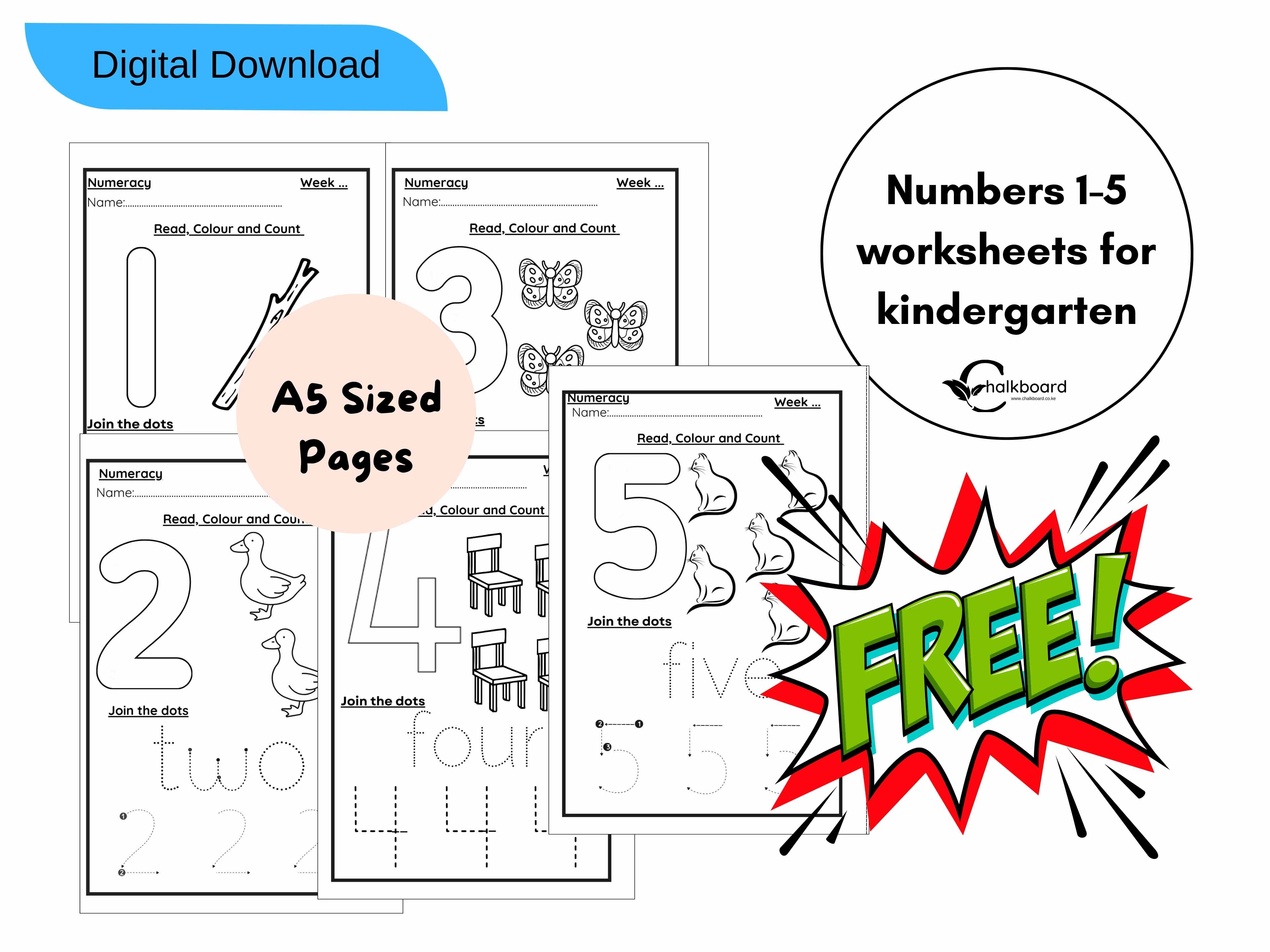 FREE NUMBER 1 TO 5 WORKSHEETS FOR KINDERGARTEN | PDF