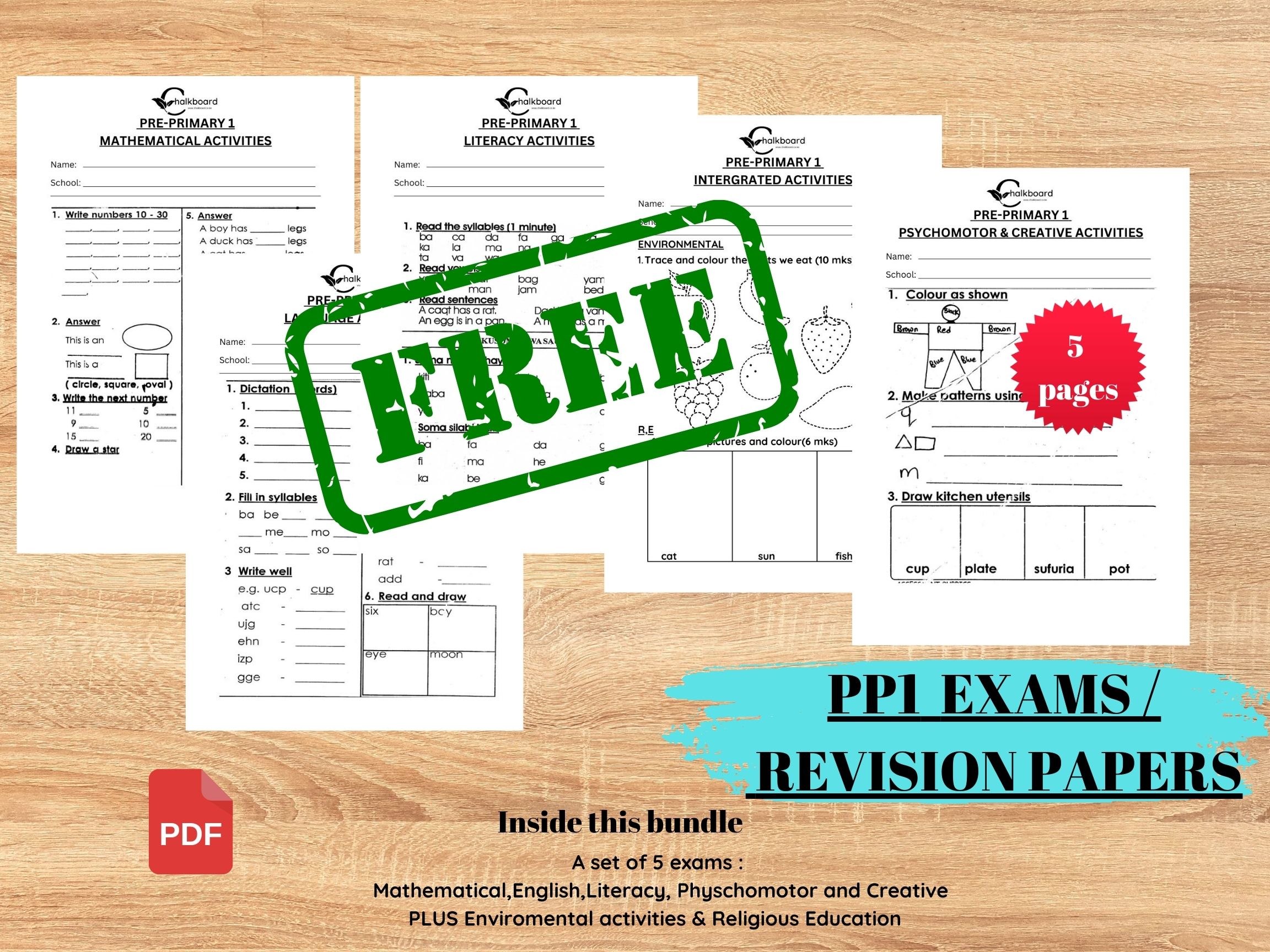 FREE PRE-PRIMARY ONE – PP1 EXAMS | PDF PRINTABLE ASSESSMENTS