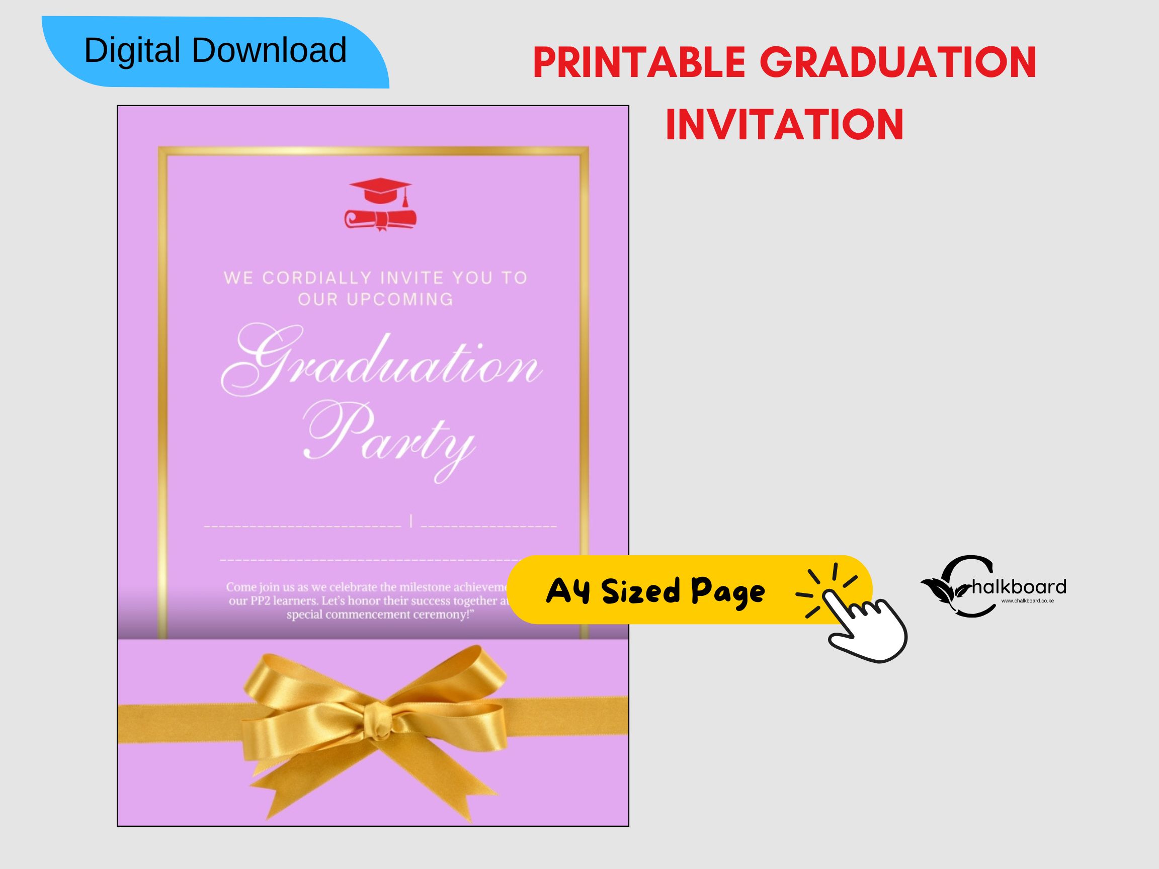 Graduation Invitation | pink-purple printable digital pdf
