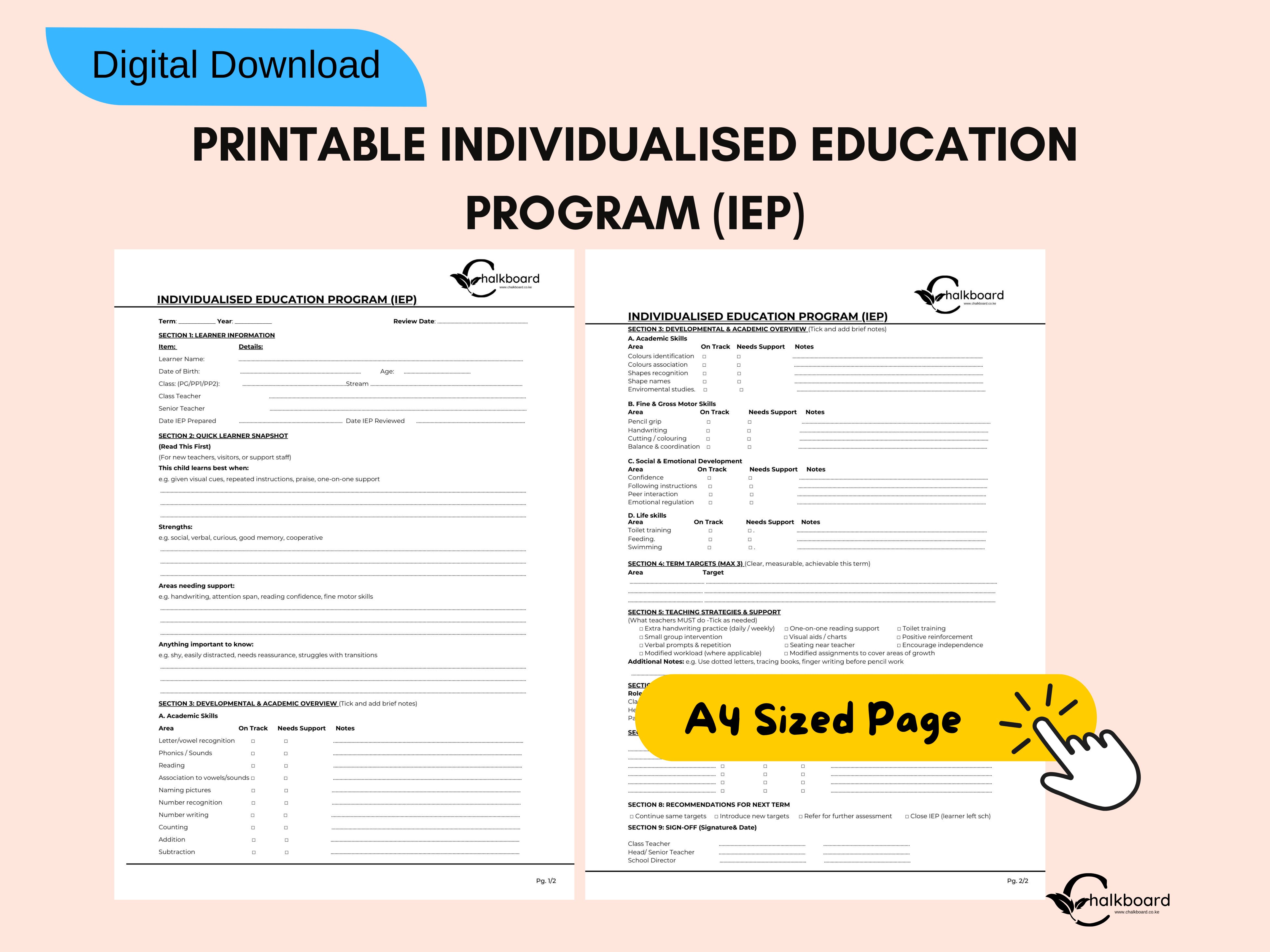 INDIVIDUAL EDUCATION PROGRAM(IEP) PDF template
