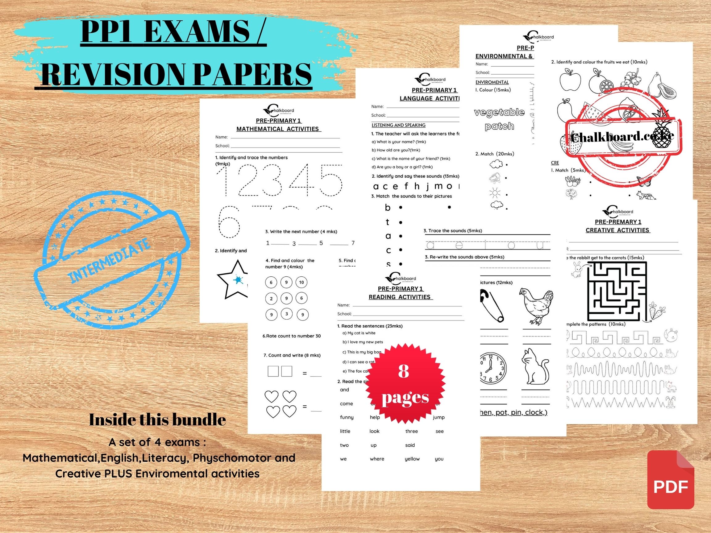 INTERMEDIATE PRE-PRIMARY ONE – PP1 EXAMS | PDF PRINTABLE ASSESSMENTS