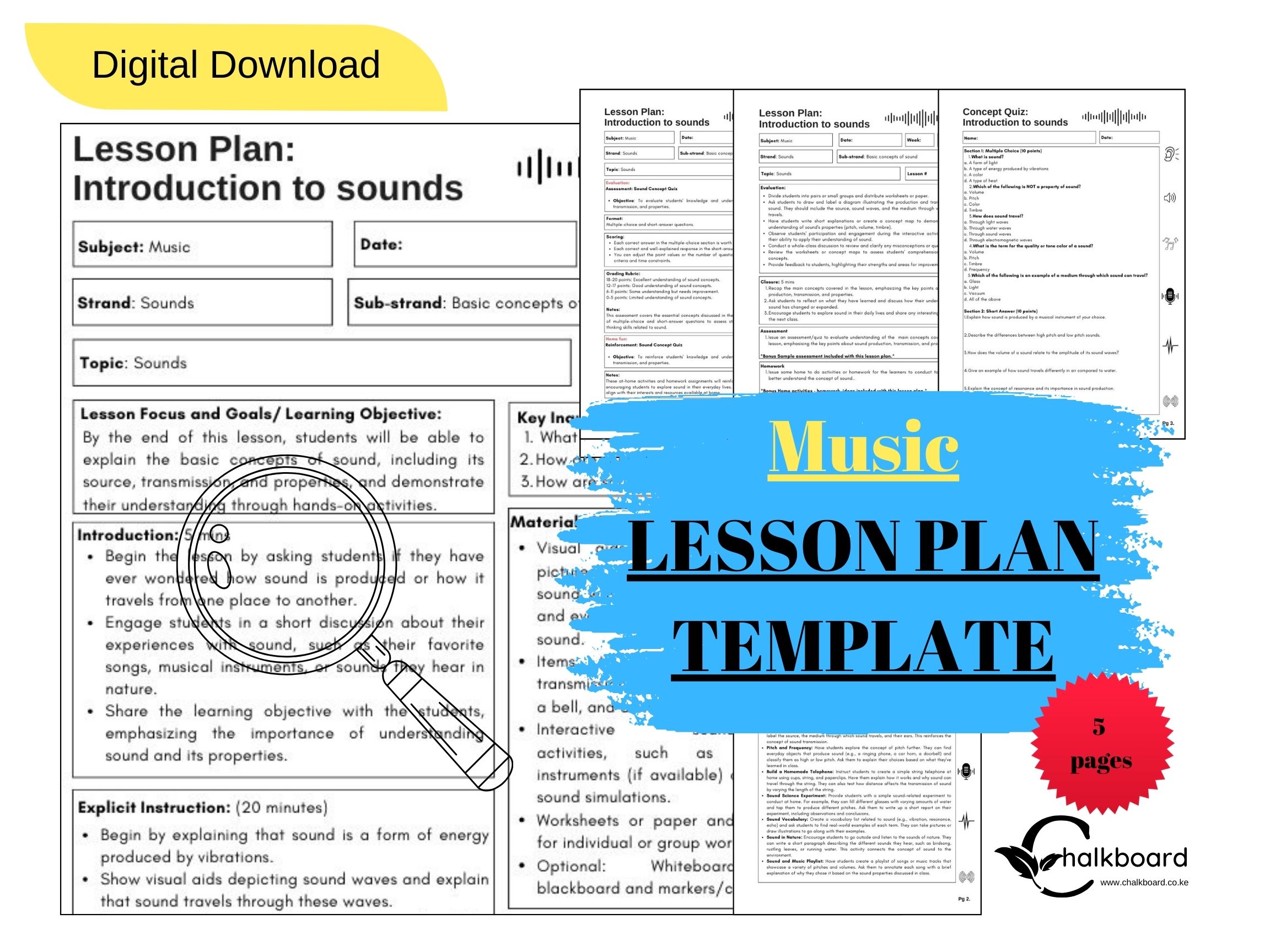 INTRODUCTION TO SOUNDS LESSON PLAN - MUSIC CLASS