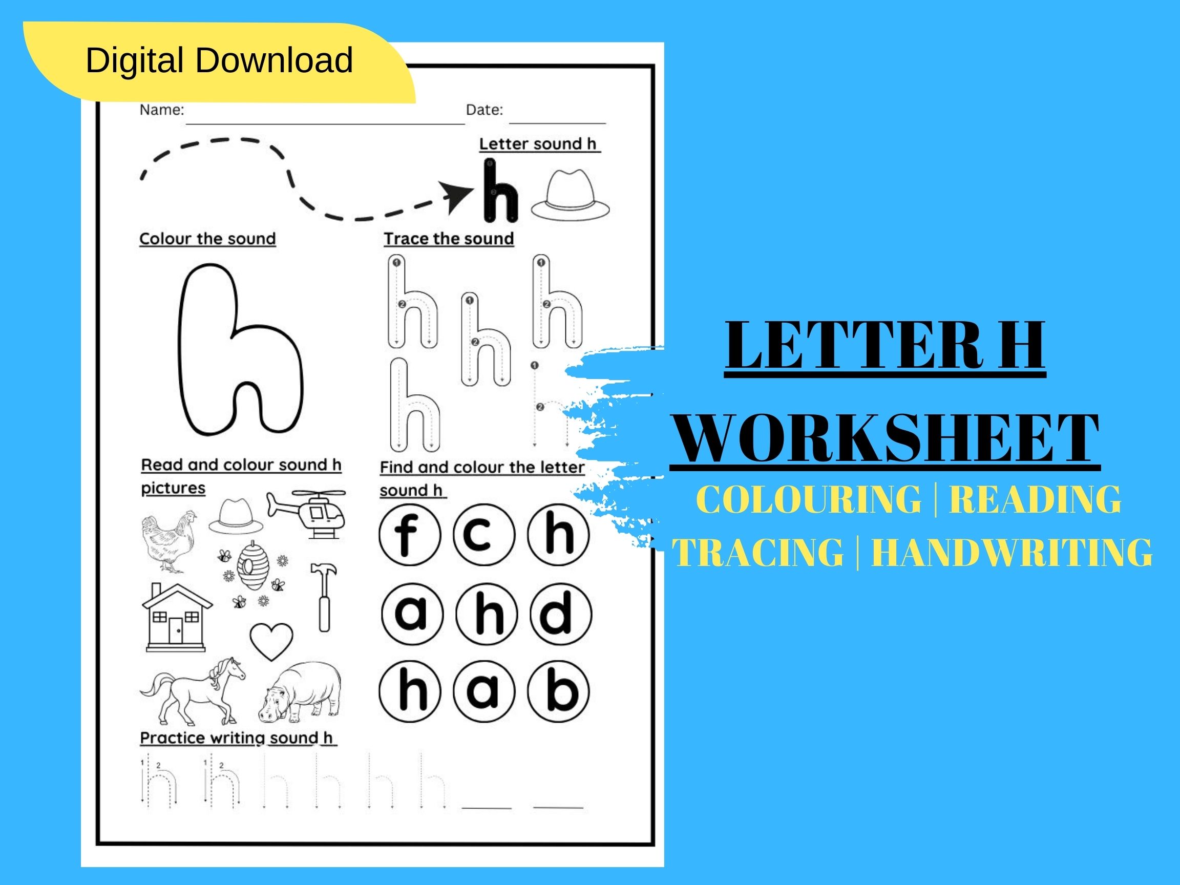 LETTER SOUND F TRACING AND COLOURING KINDERGARTEN WORKSHEET