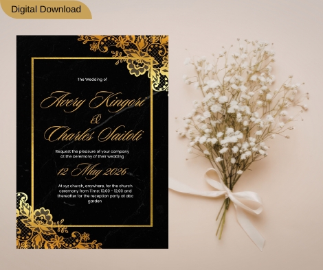 Luxury Black and Gold Wedding Invitation Card Design