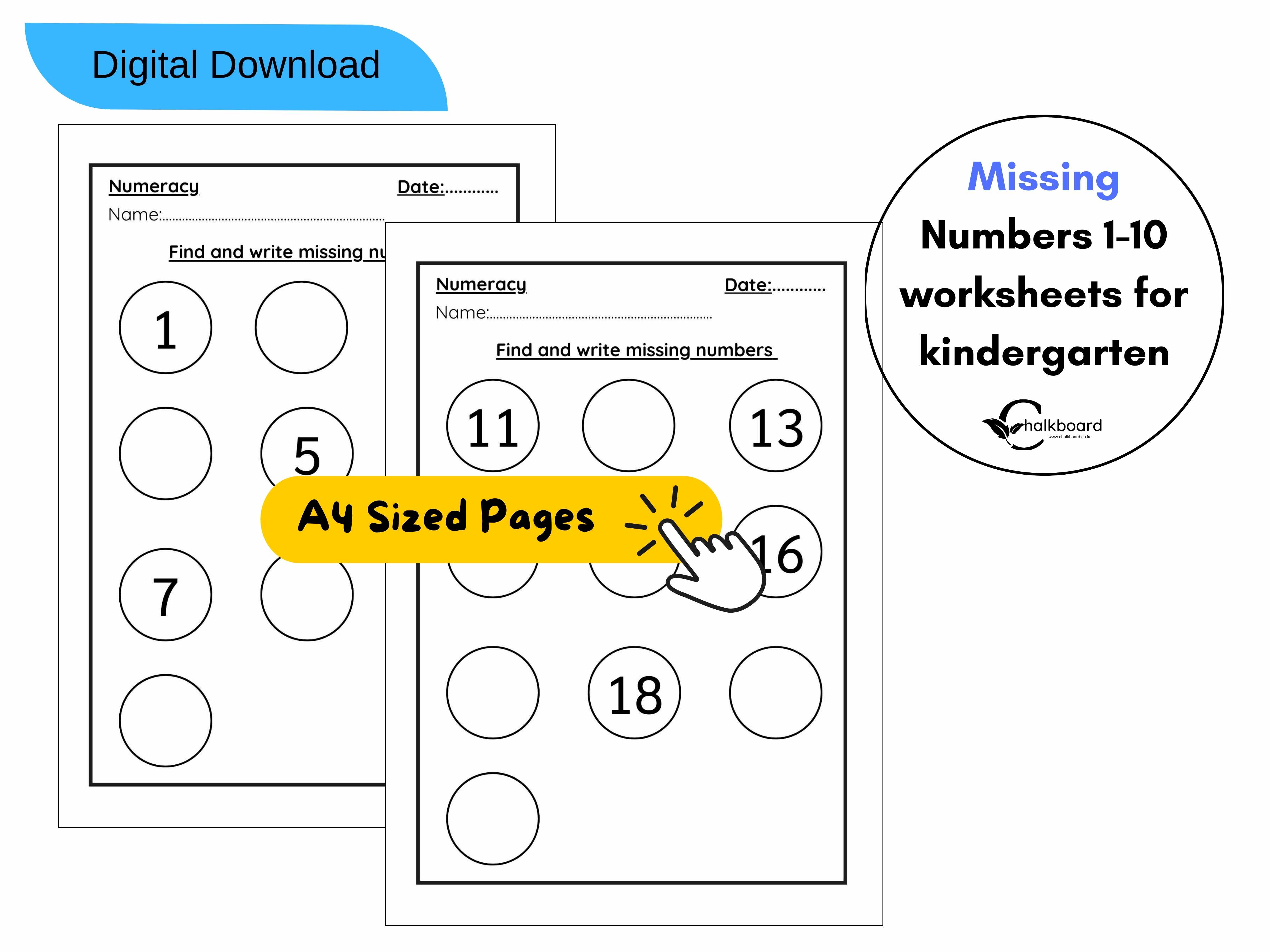 missing numbers worksheet  |pdf