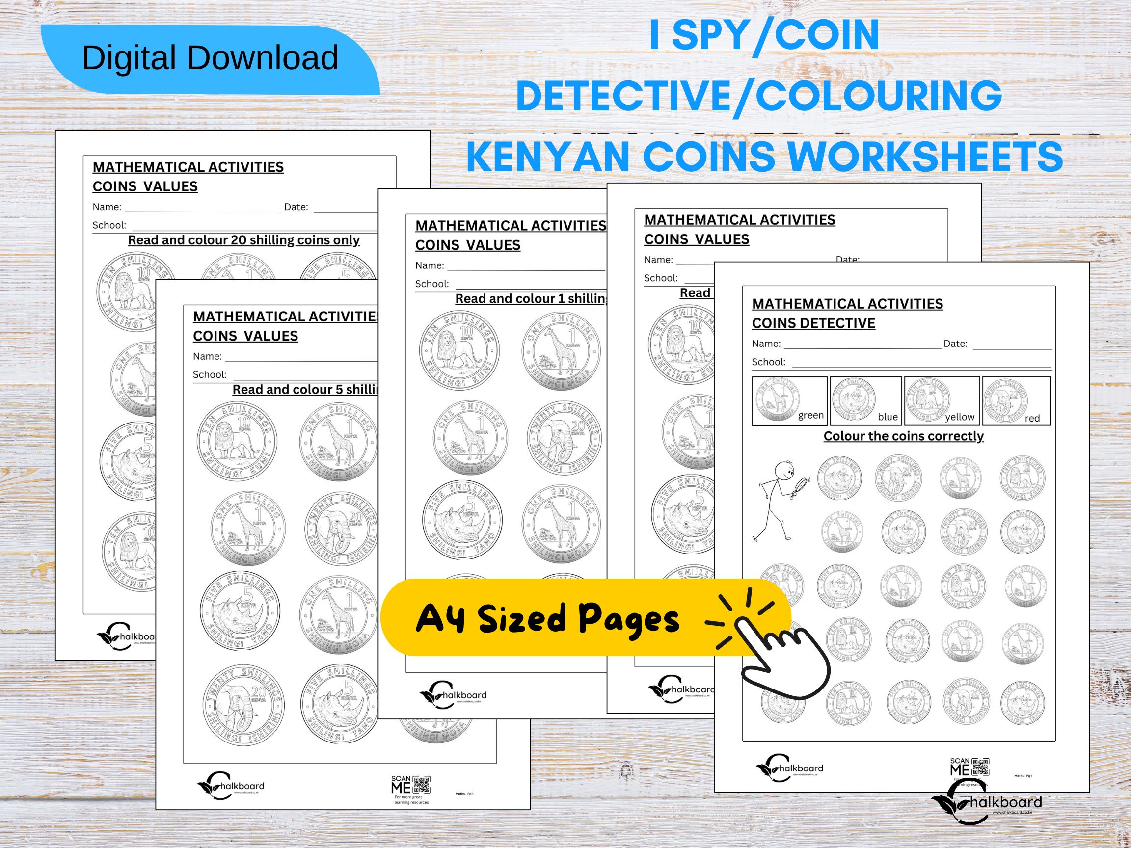 New Generation Kenyan coins money worksheets for kids pdf