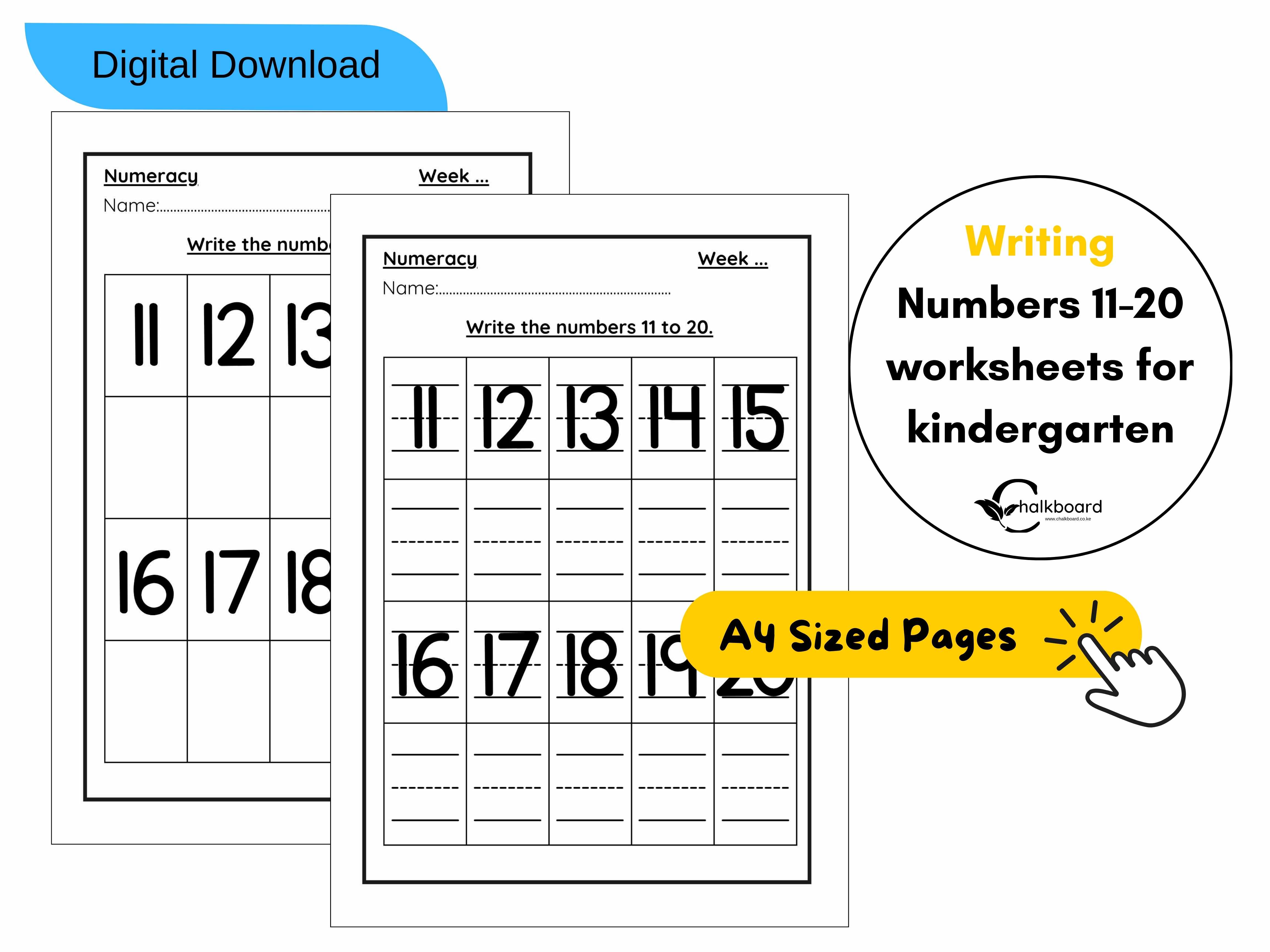 NUMBERS 11-20 WRITING PRACTICE SHEETS | PDF