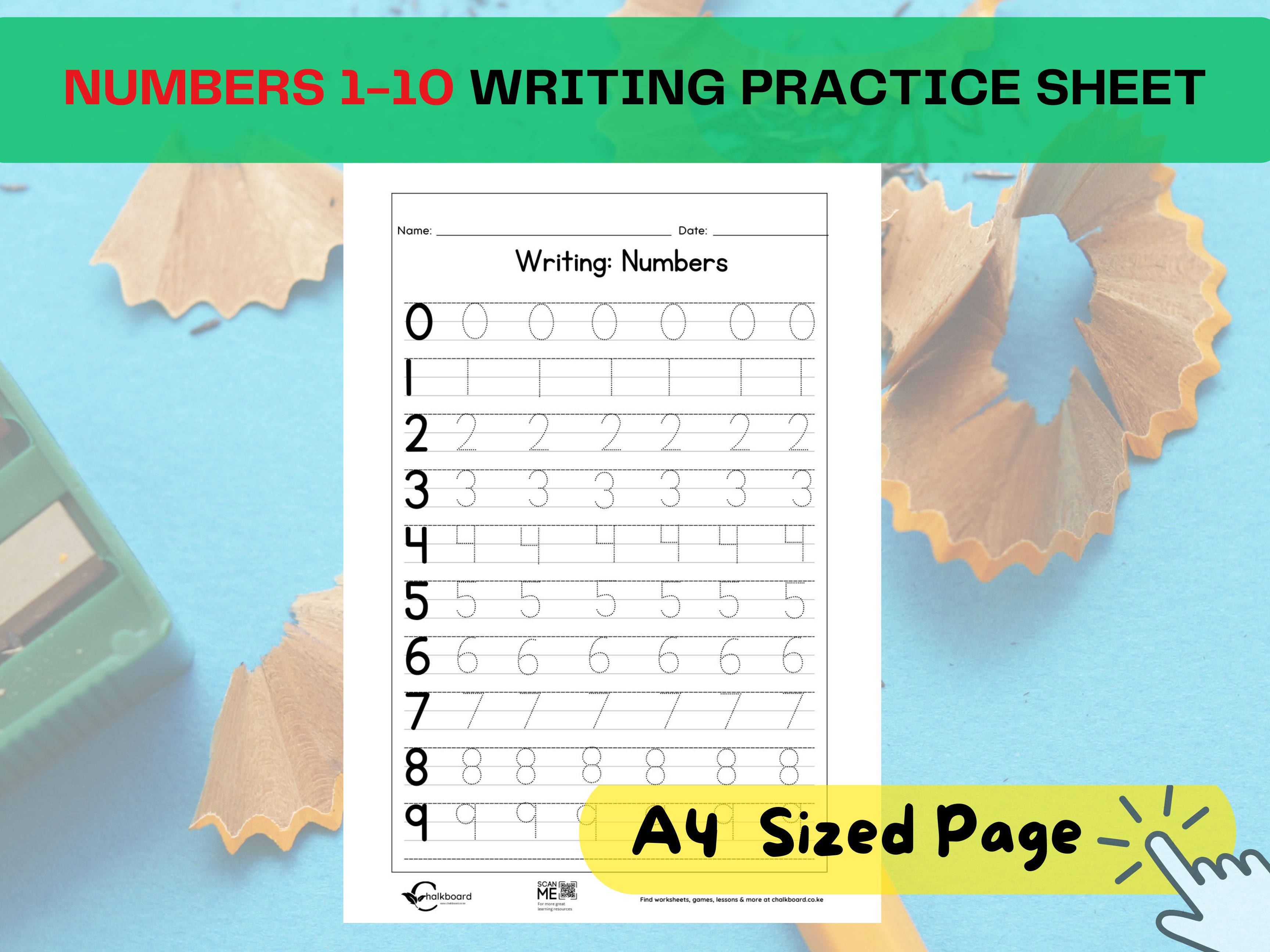  Numbers Tracing & Handwriting Worksheet printable