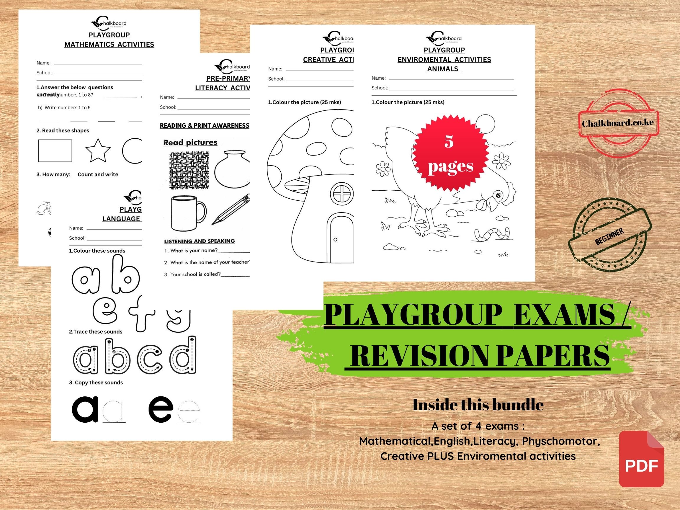 PLAYGROUP EXAMS | PDF PRINTABLE DOWNLOADABLE ASSESSMENTS