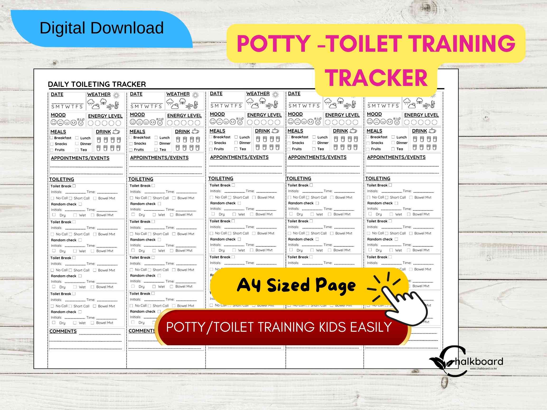 POTTY AND TOILET TRAINING CHART FOR KIDS PRINTABLE PDF