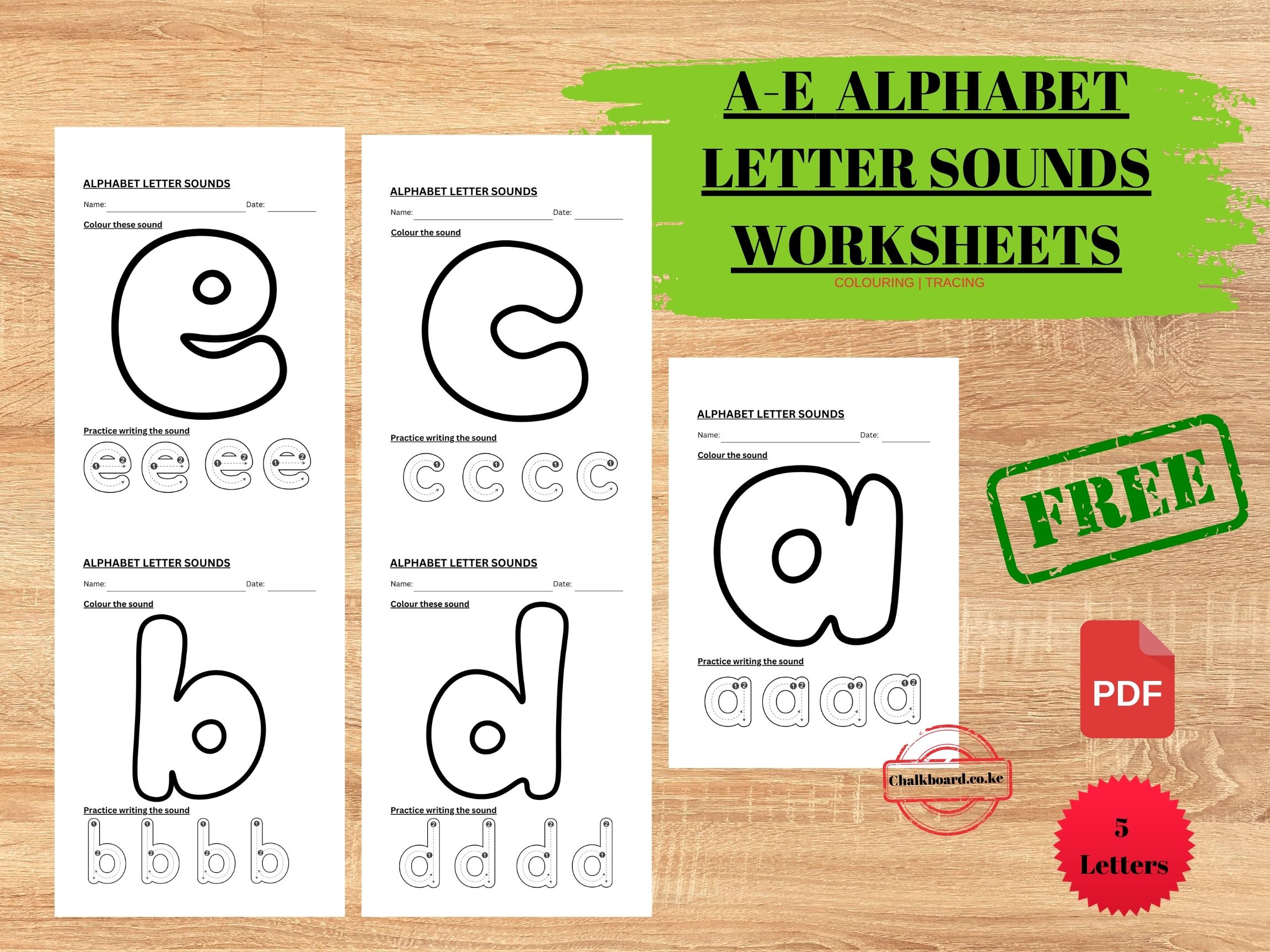 FREE Printable Alphabet Worksheets A-B-C-D-E