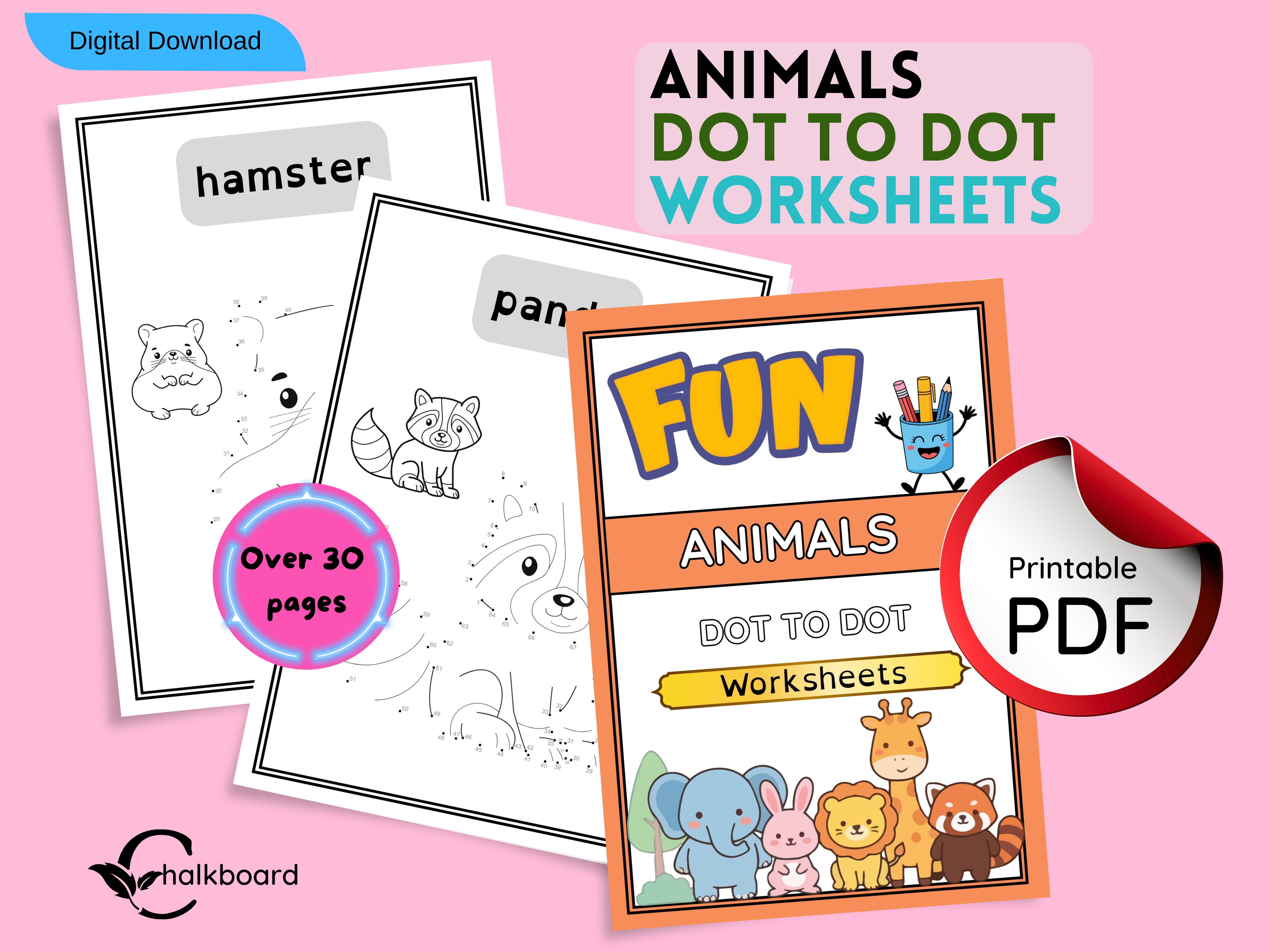Printable Animal Adventure Dot-to-Dot Activity Book 