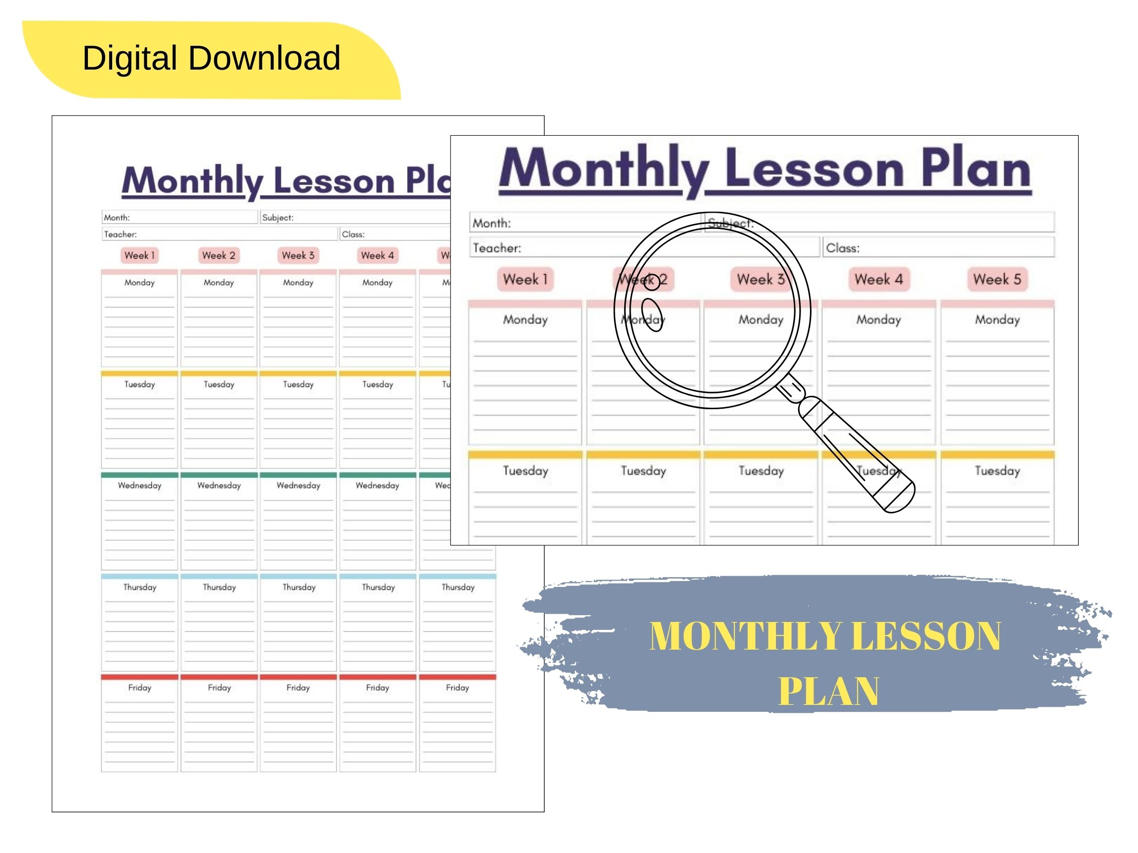 PRINTABLE MONTHLY LESSON PLAN TEMPLATE | PDF