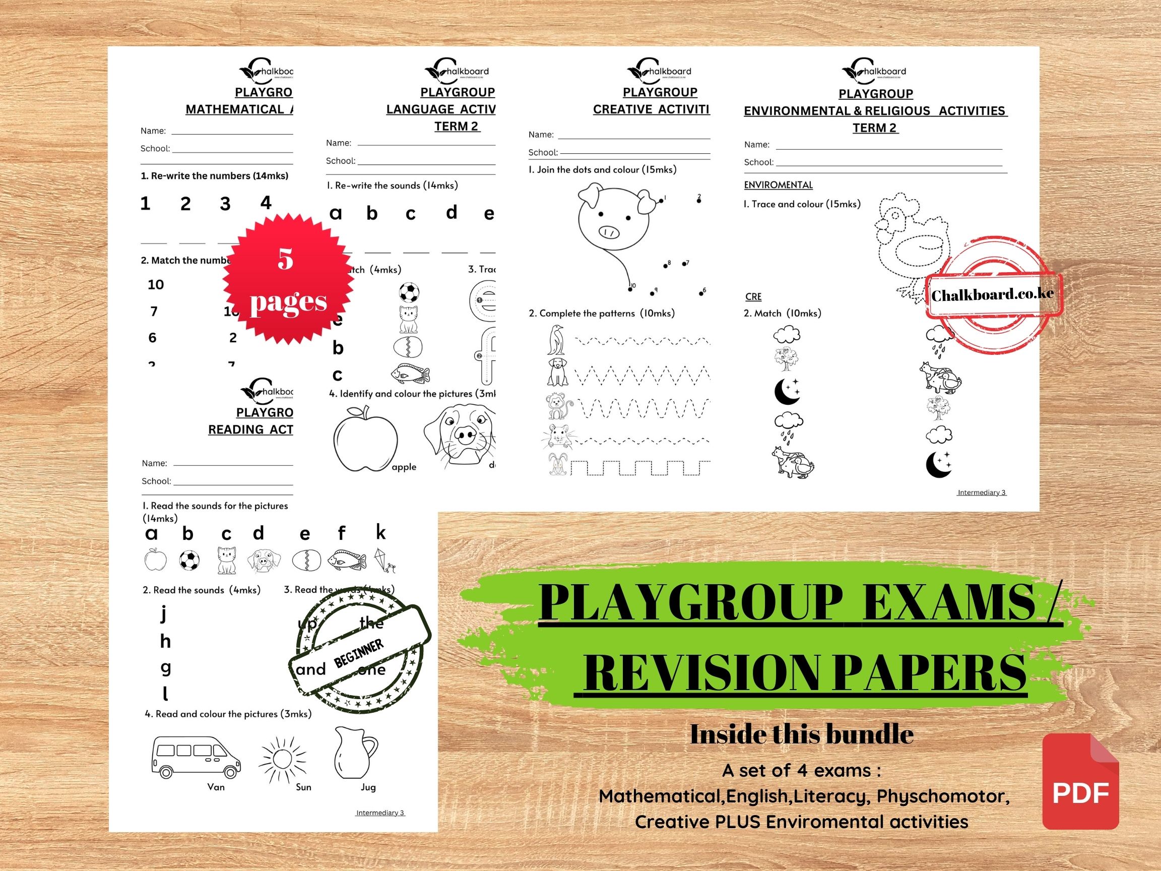 PRINTABLE PLAYGROUP EXAMS | PDF DOWNLOADABLE ASSESSMENTS