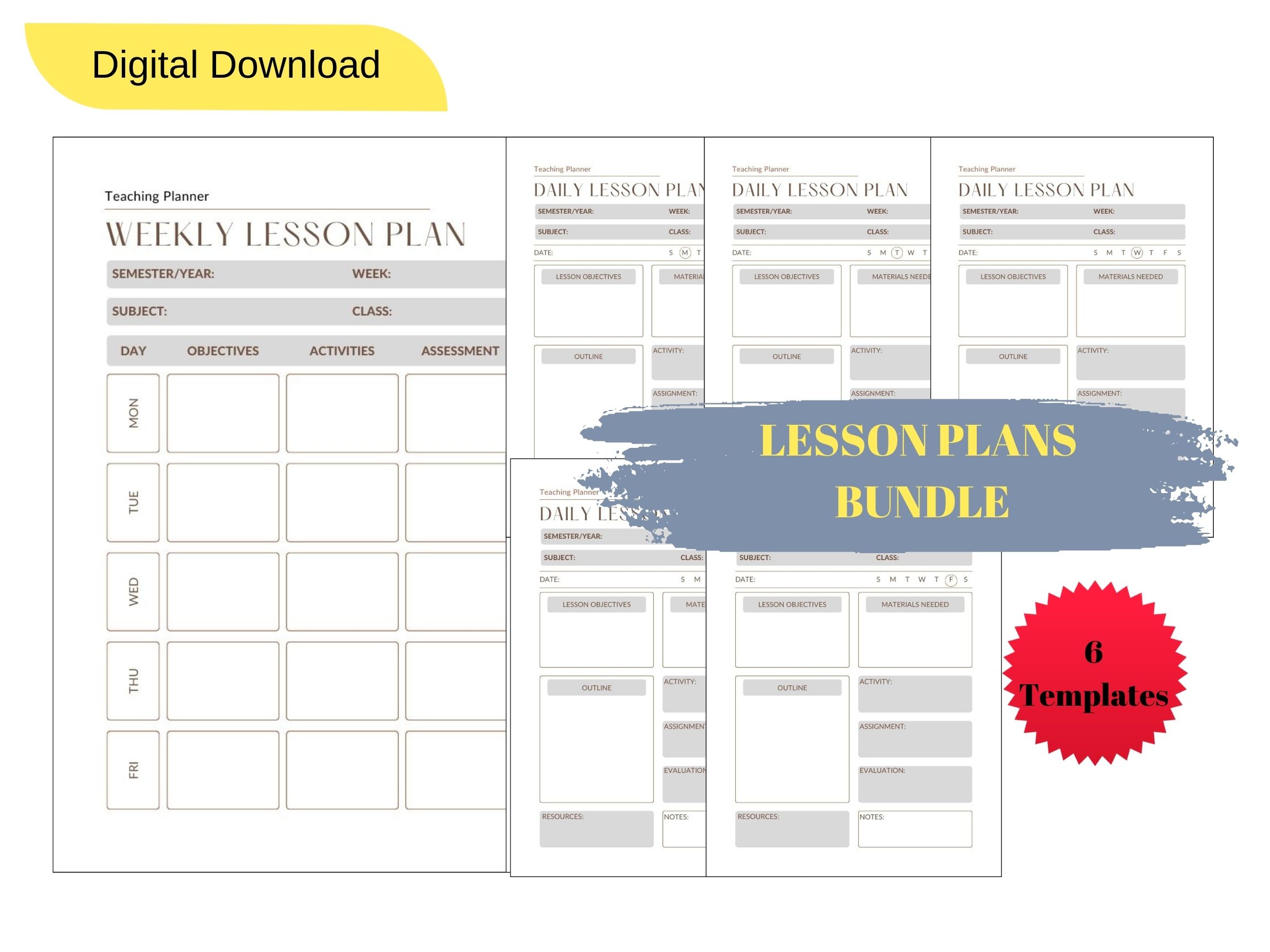 PRINTABLE WEEKLY AND DAILY LESSON PLAN TEMPLATES