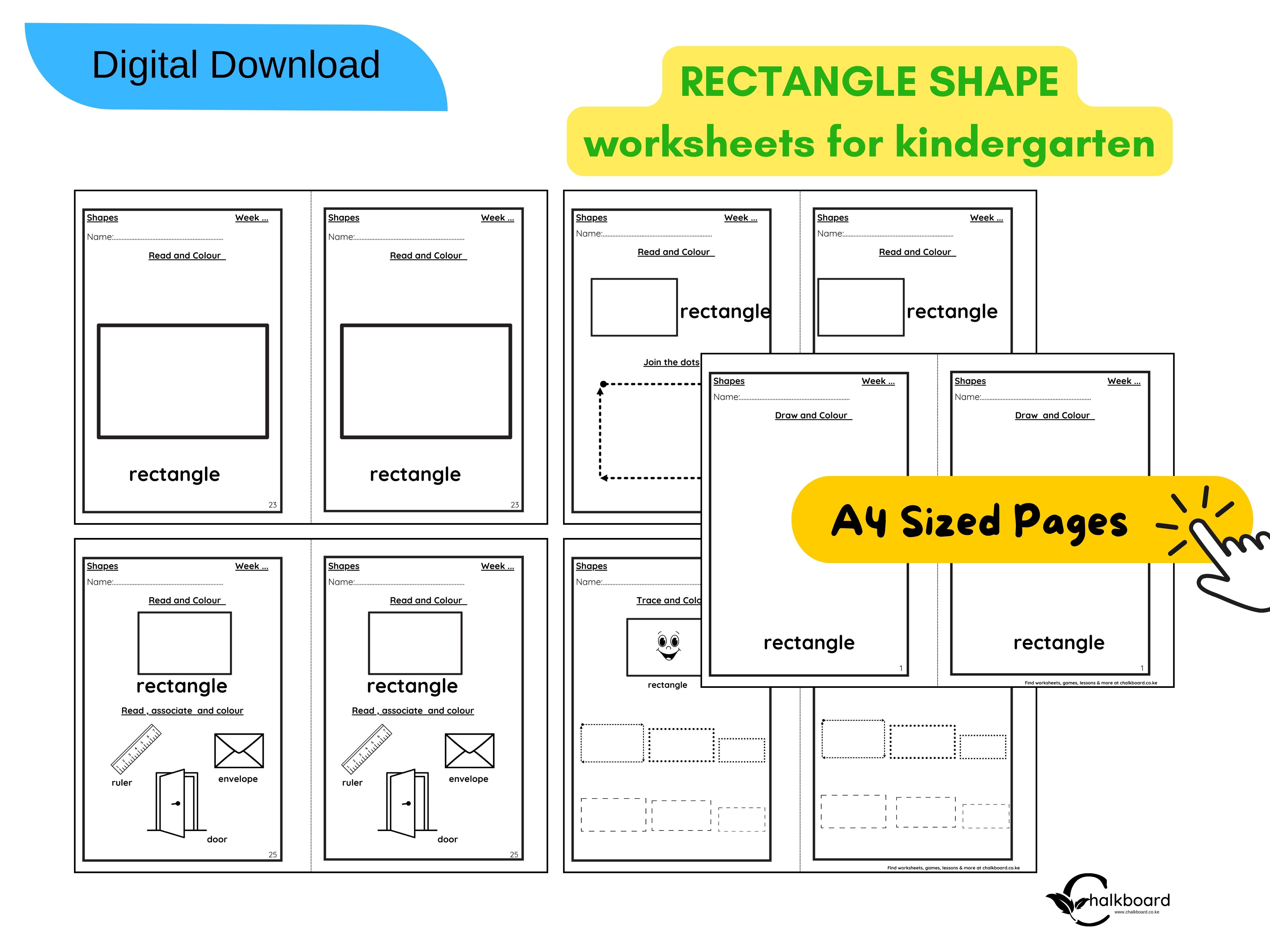 RECTANGLE SHAPE KINDERGARTEN WORKSHEETS | PDF PRINTABLE