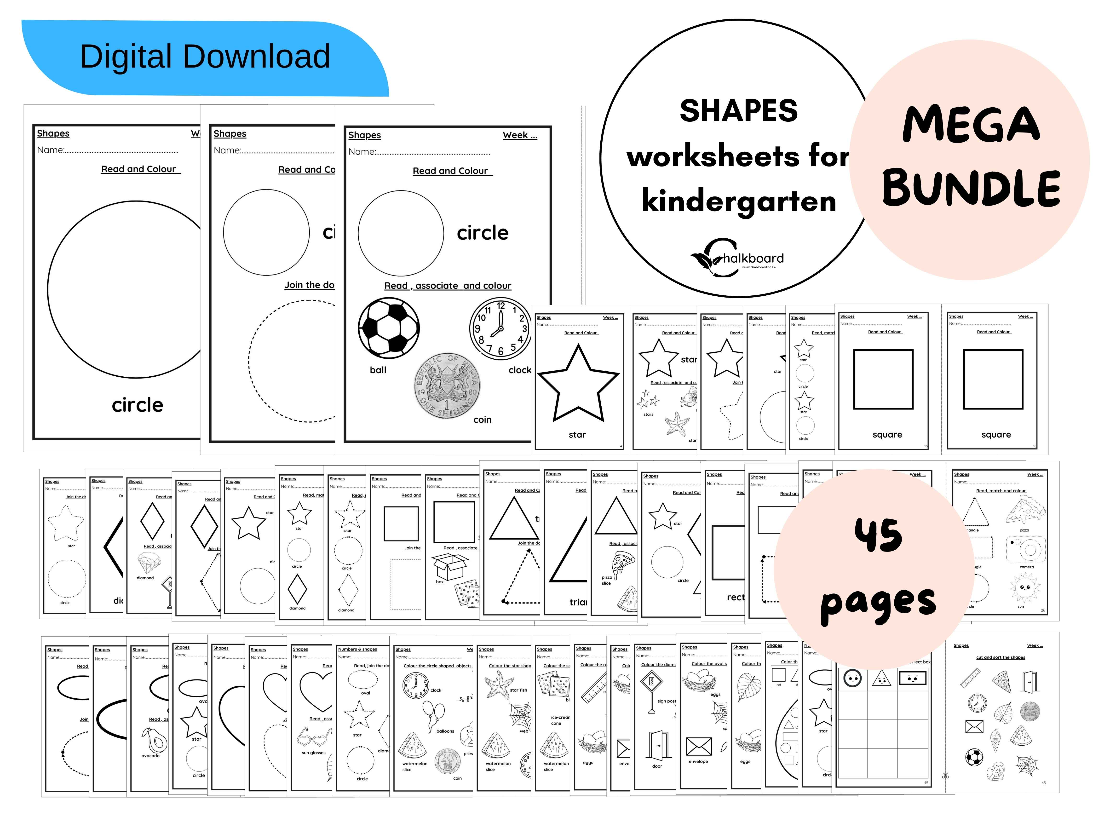 SHAPES WORKSHEETS FOR KINDERGARTEN | PDF