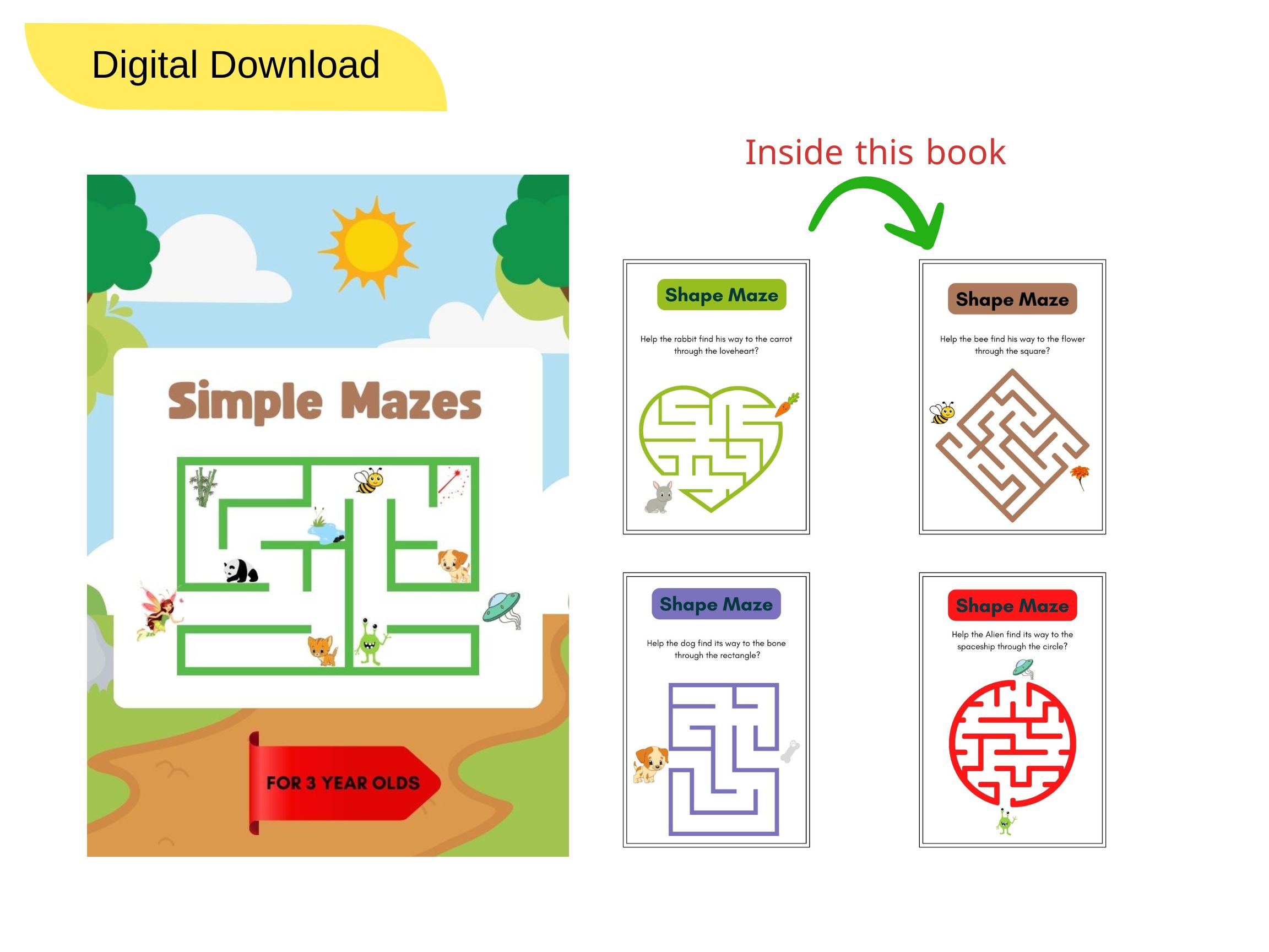 Simple Shape Mazes For 3 Year Olds