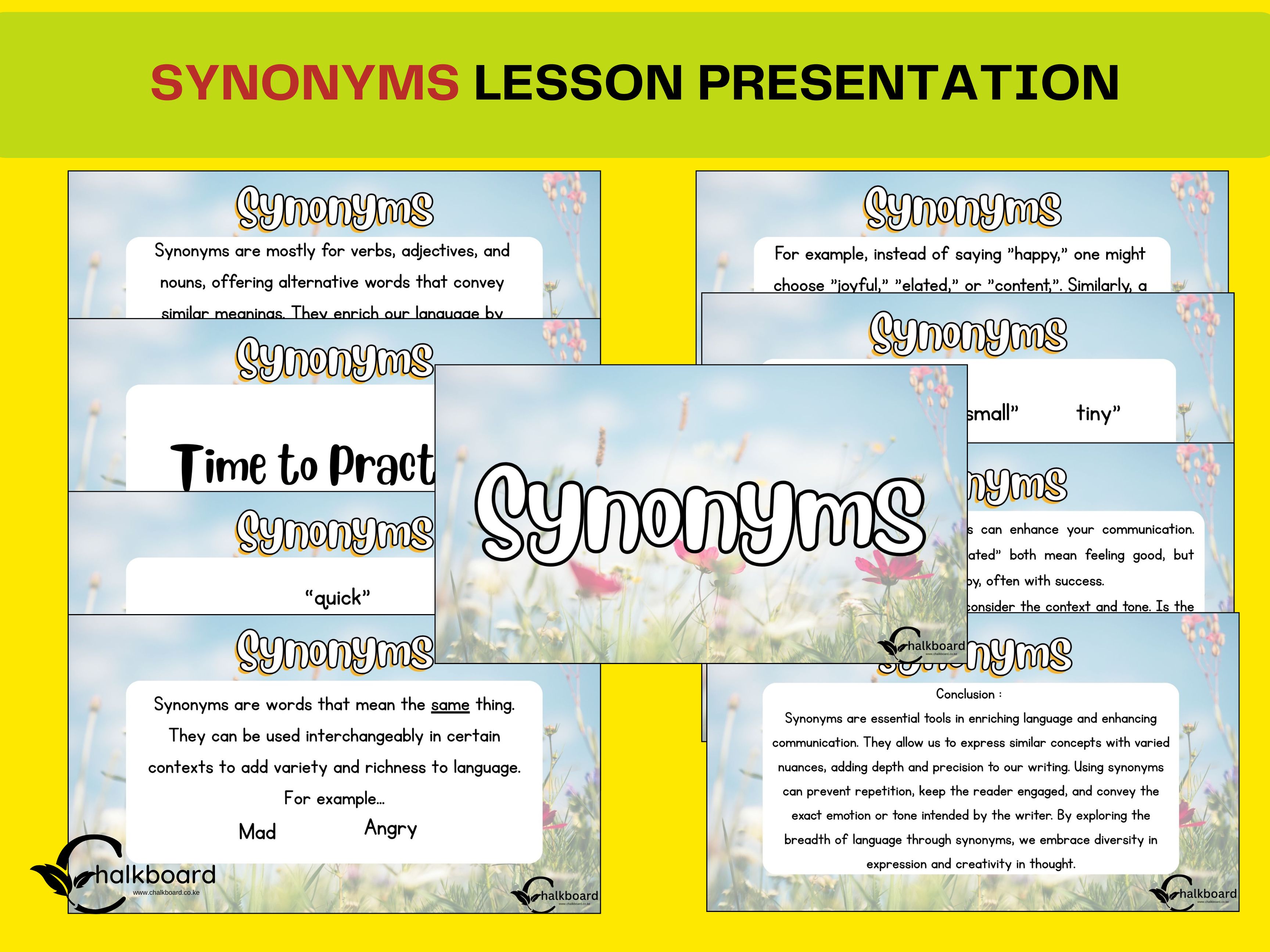  Synonyms  with examples Lesson  Presentation | pdf