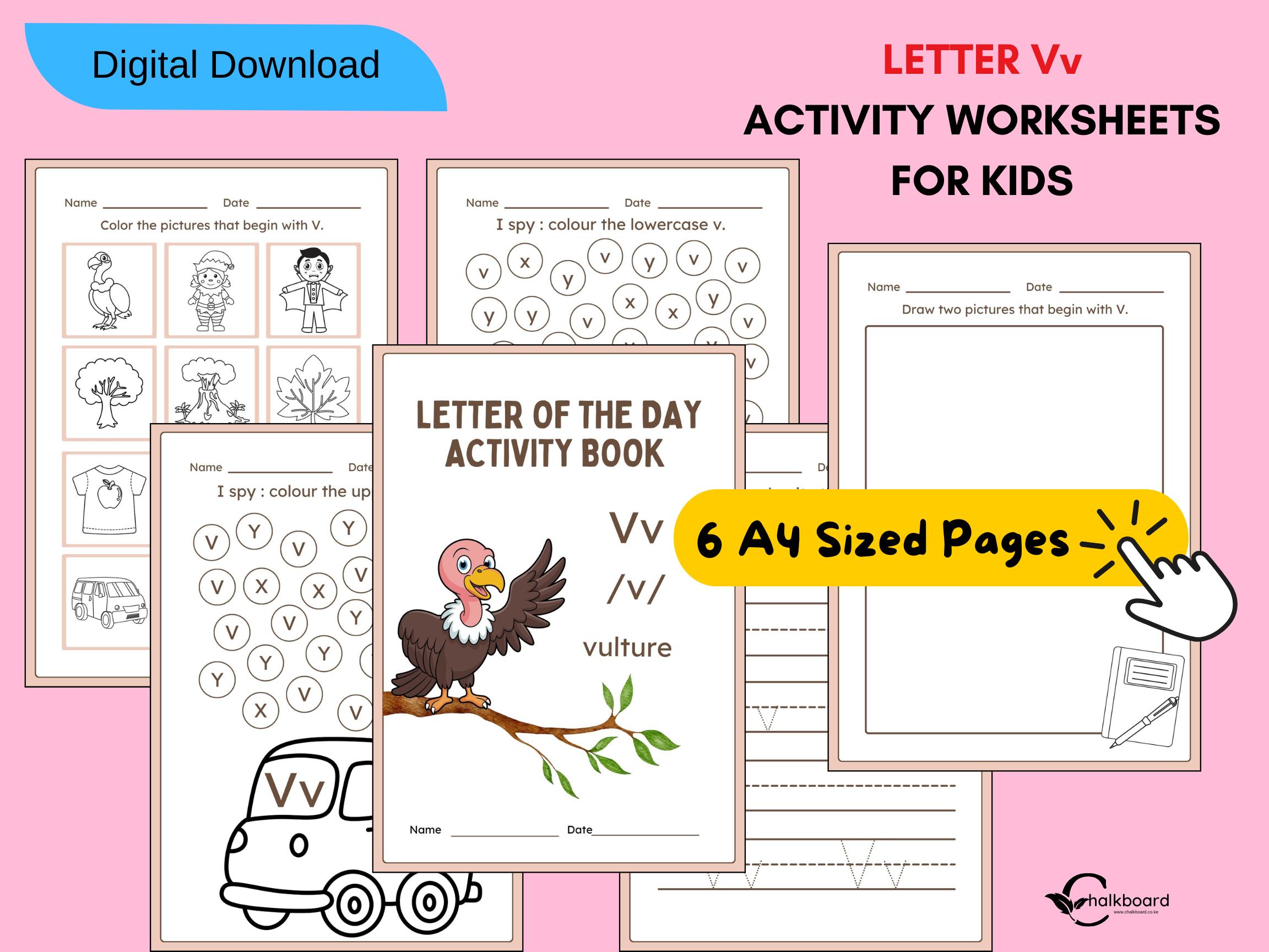 The Vibrant Letter Vv worksheets for kids